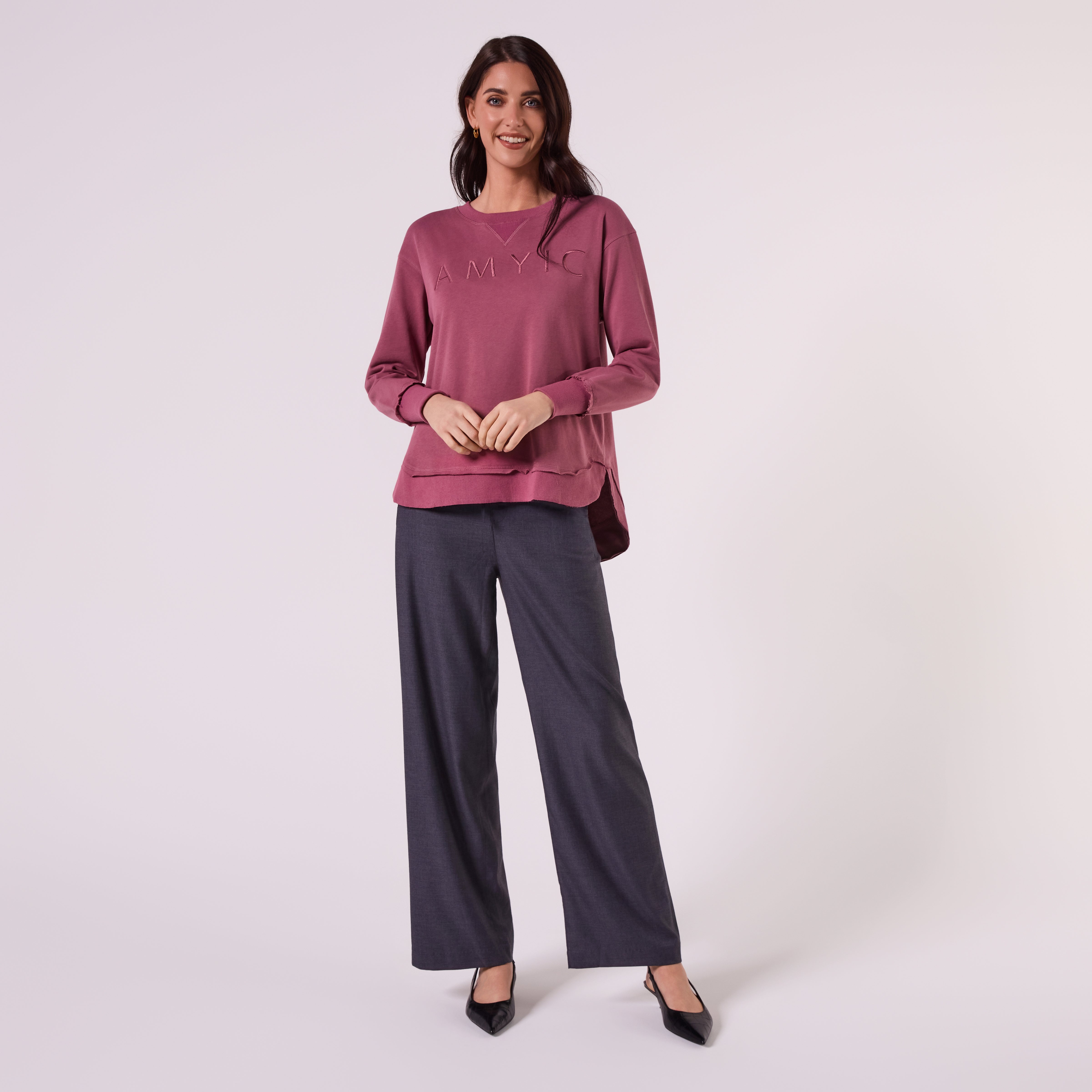 AM022161 EMBROIDERY SWEATSHIRT (MULBERRY)