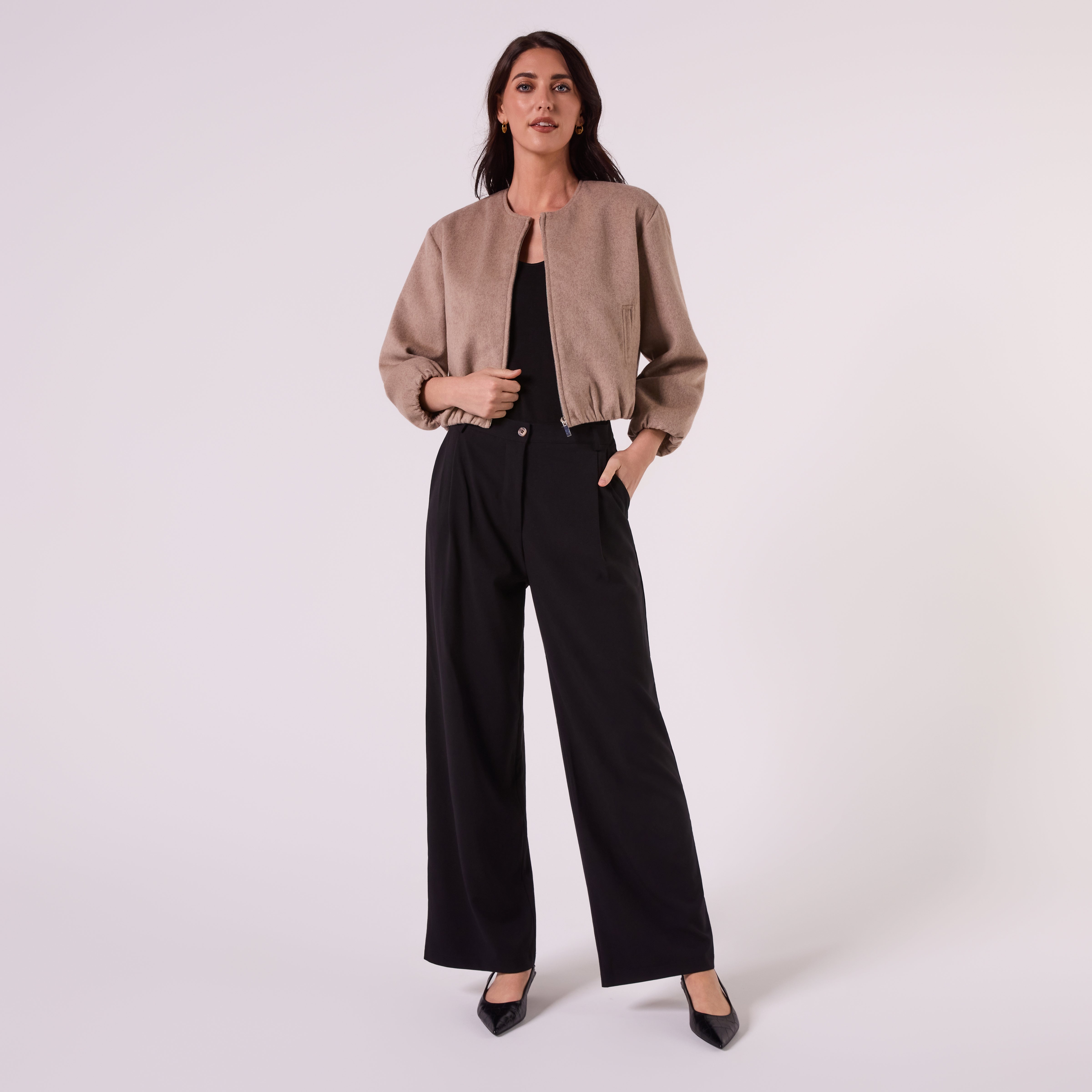 AM26038 WOOL FELT BOMBER JACKET (MOCHA)