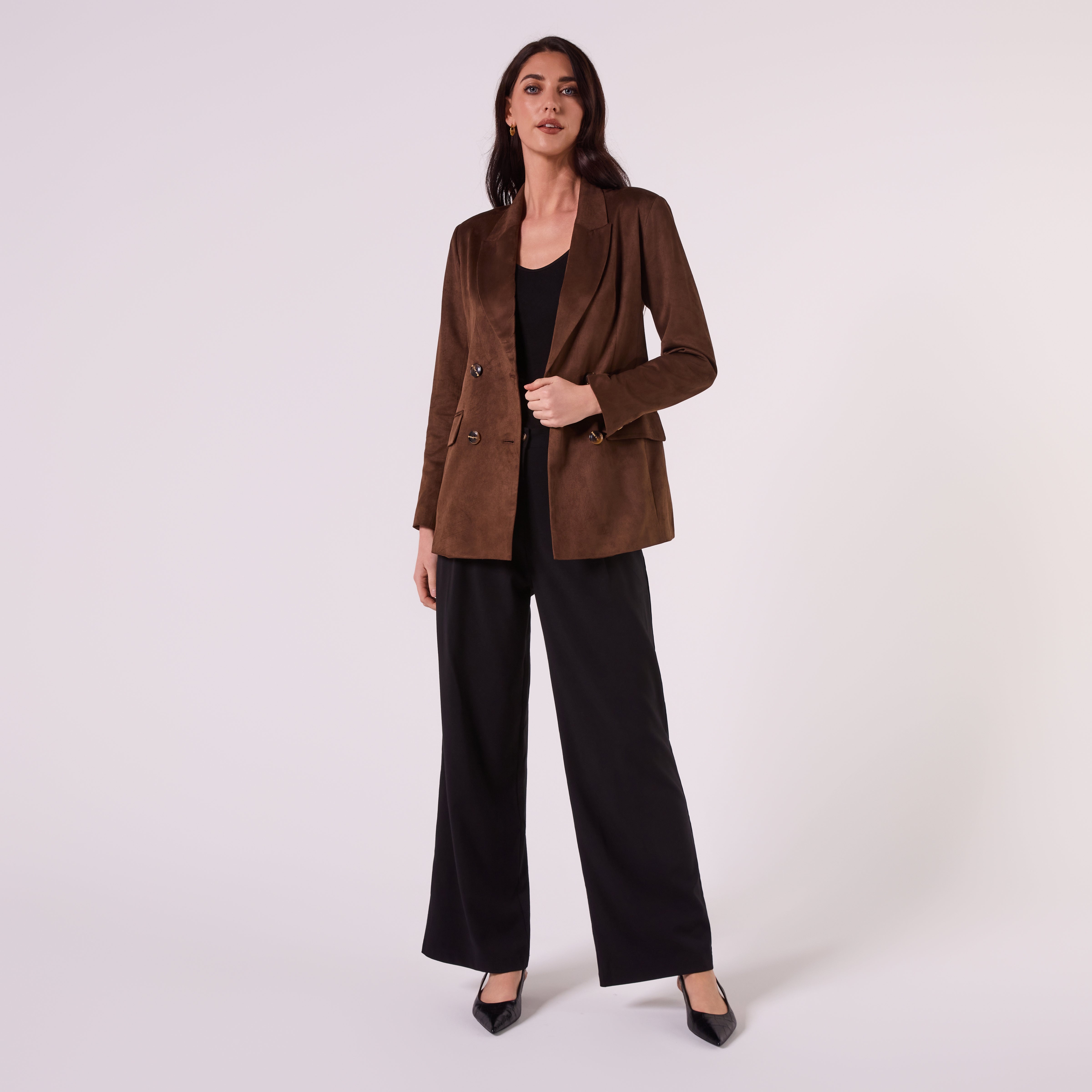 AM26010 DOUBLE BREASTED BLAZER (CHOCOLATE)