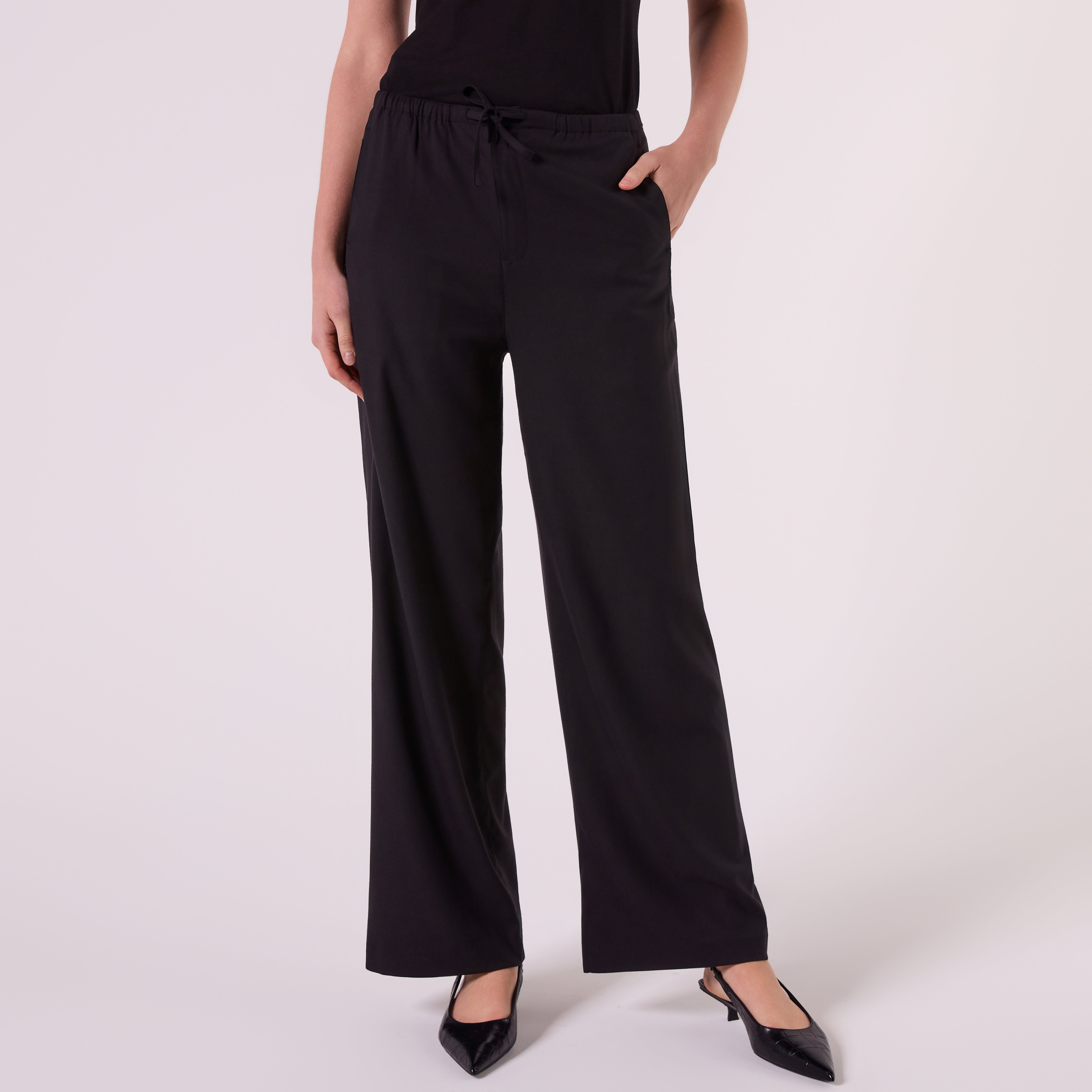 AM26011 DRAWSTRING WOOL PANTS (BLACK)