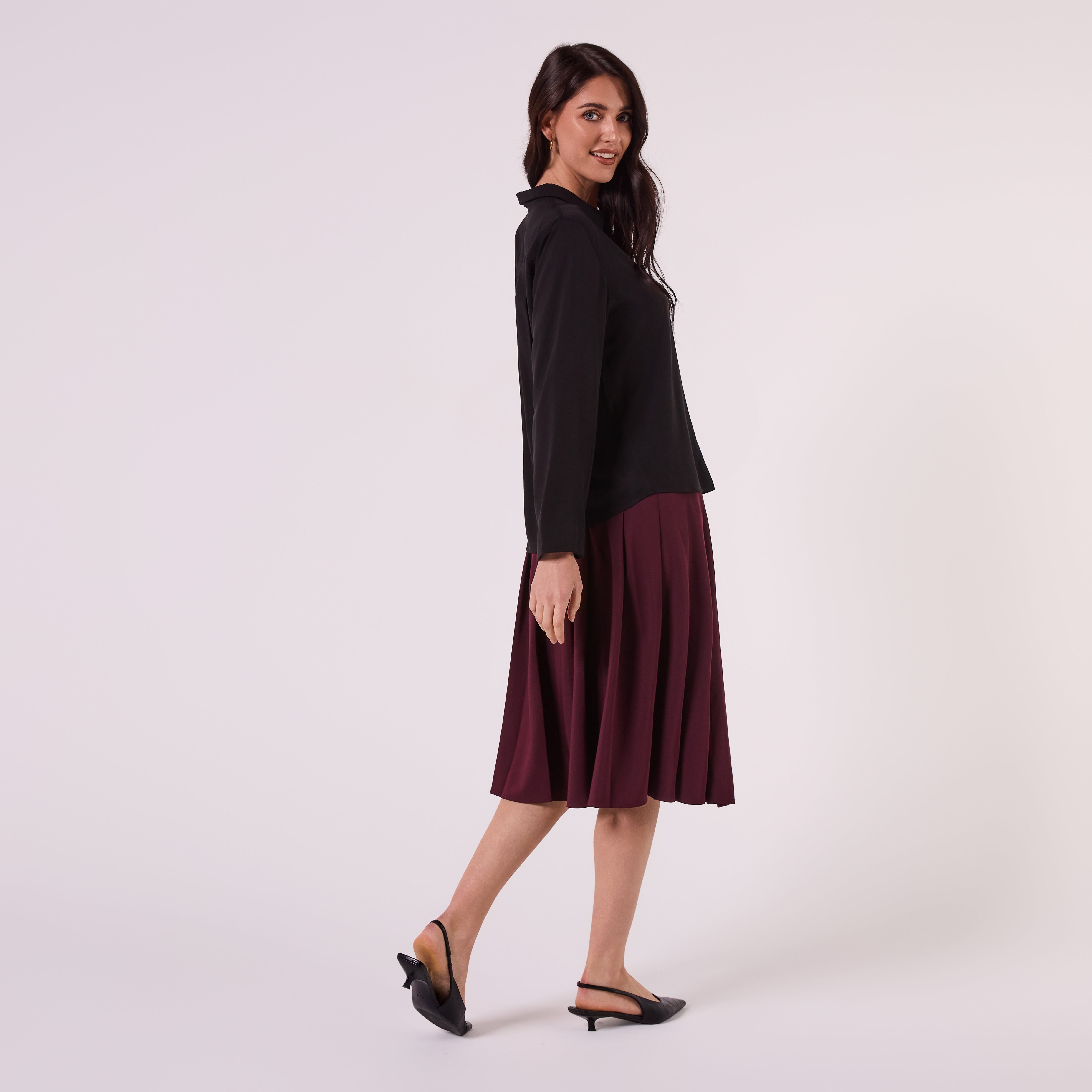 AM26013 JOHNNY COLLAR BLOUSE (BLACK)