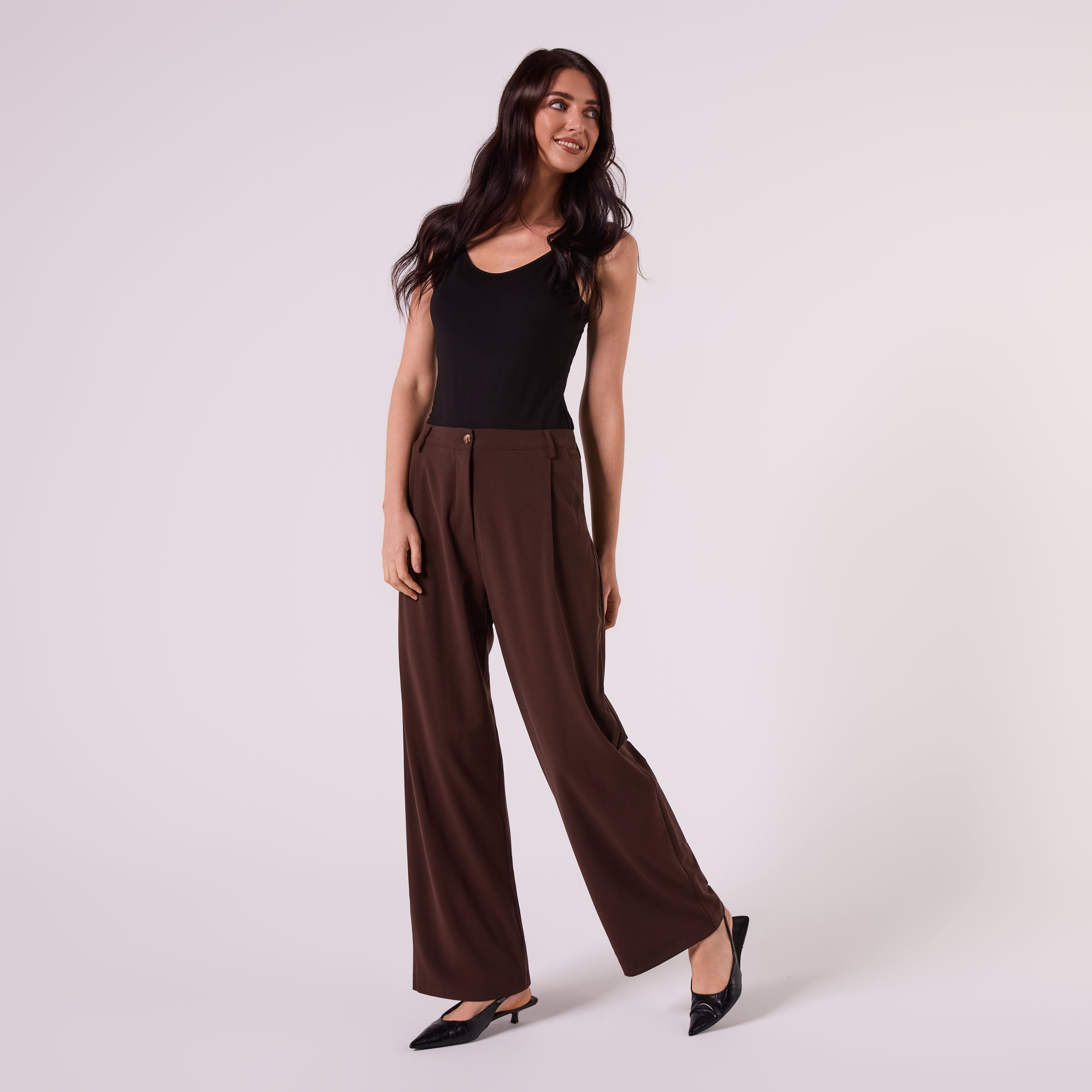AF00025 MID WIDE LEG PANT (CHOCOLATE)