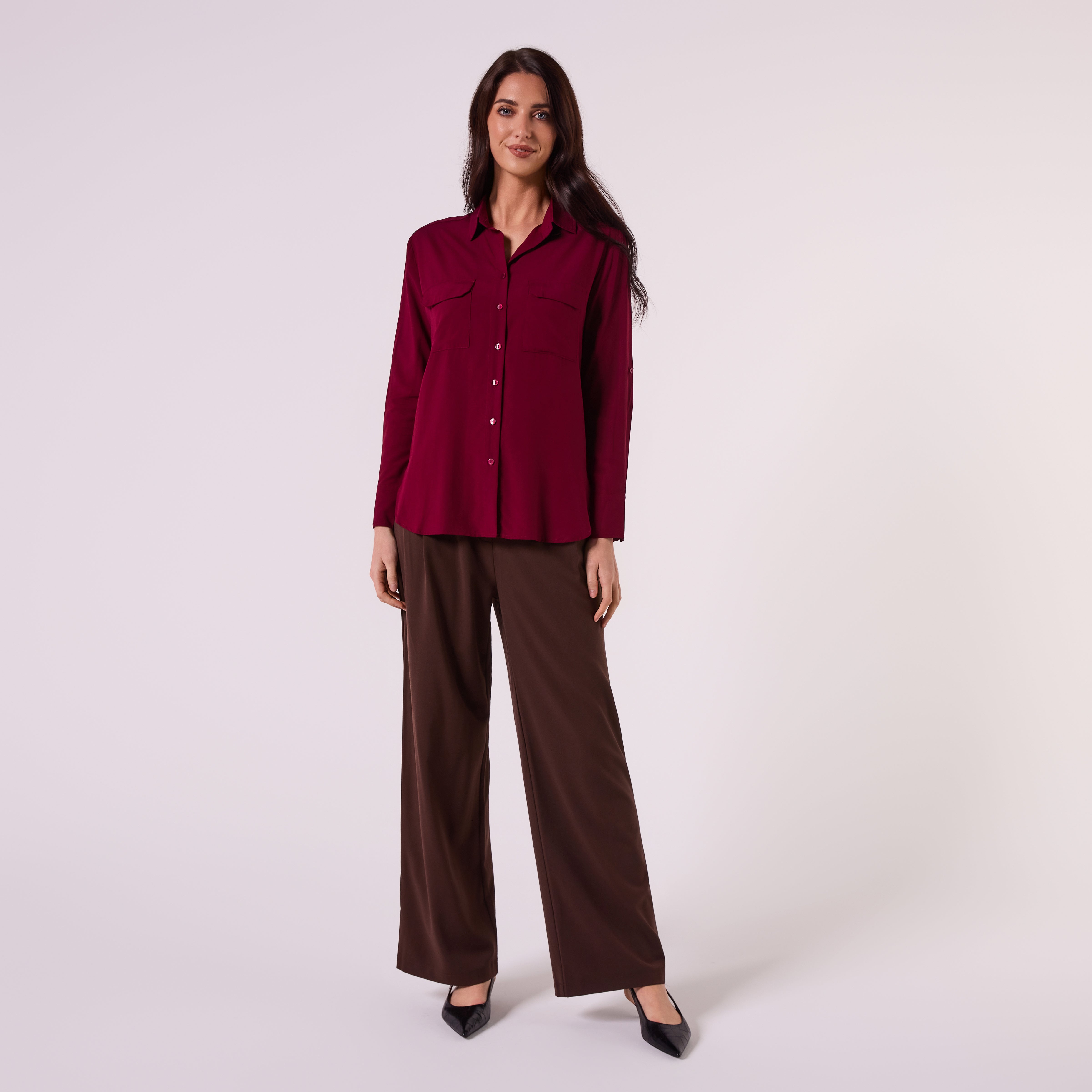 AM26027 PATCH POCKET SHIRT (WINE)