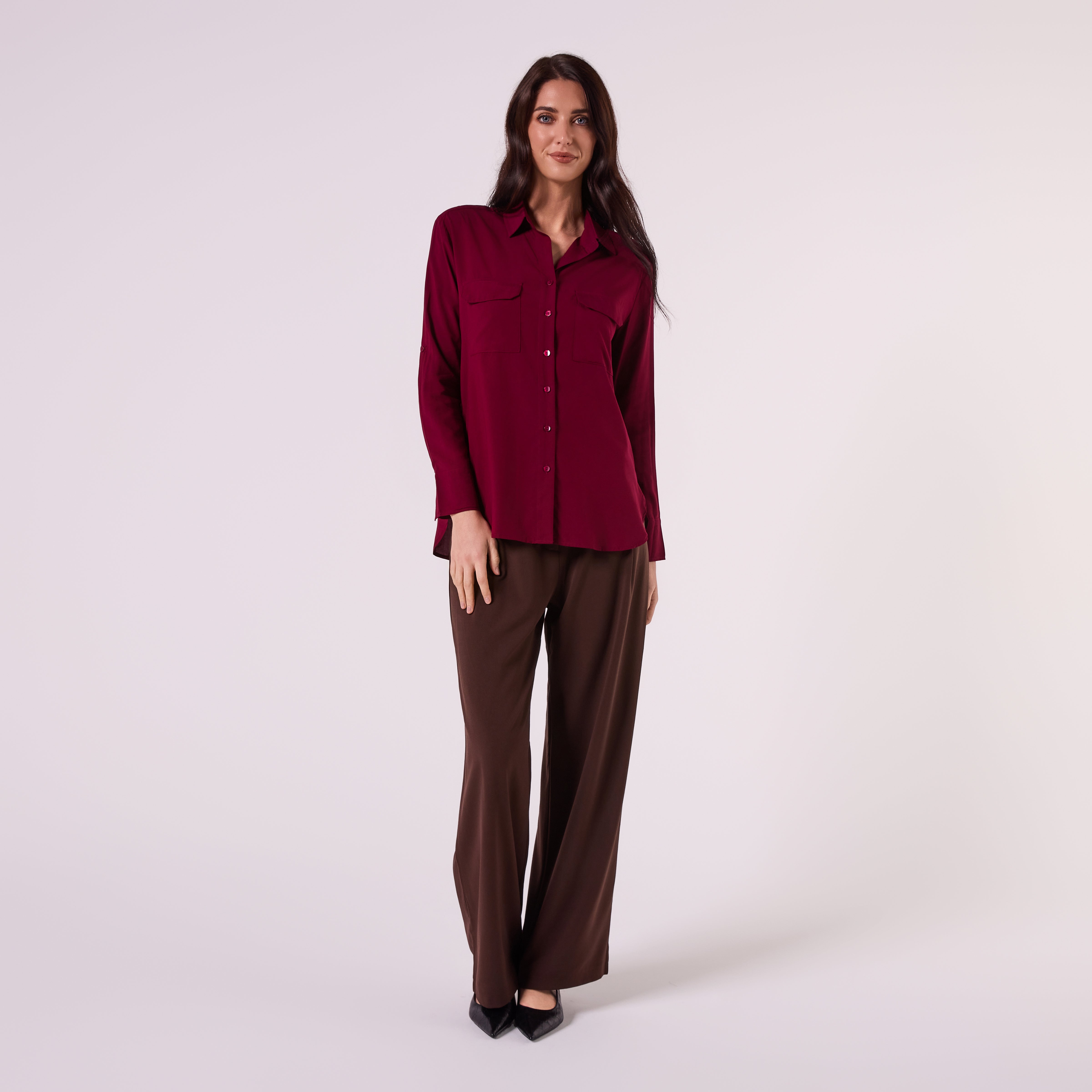 AM26027 PATCH POCKET SHIRT (WINE)
