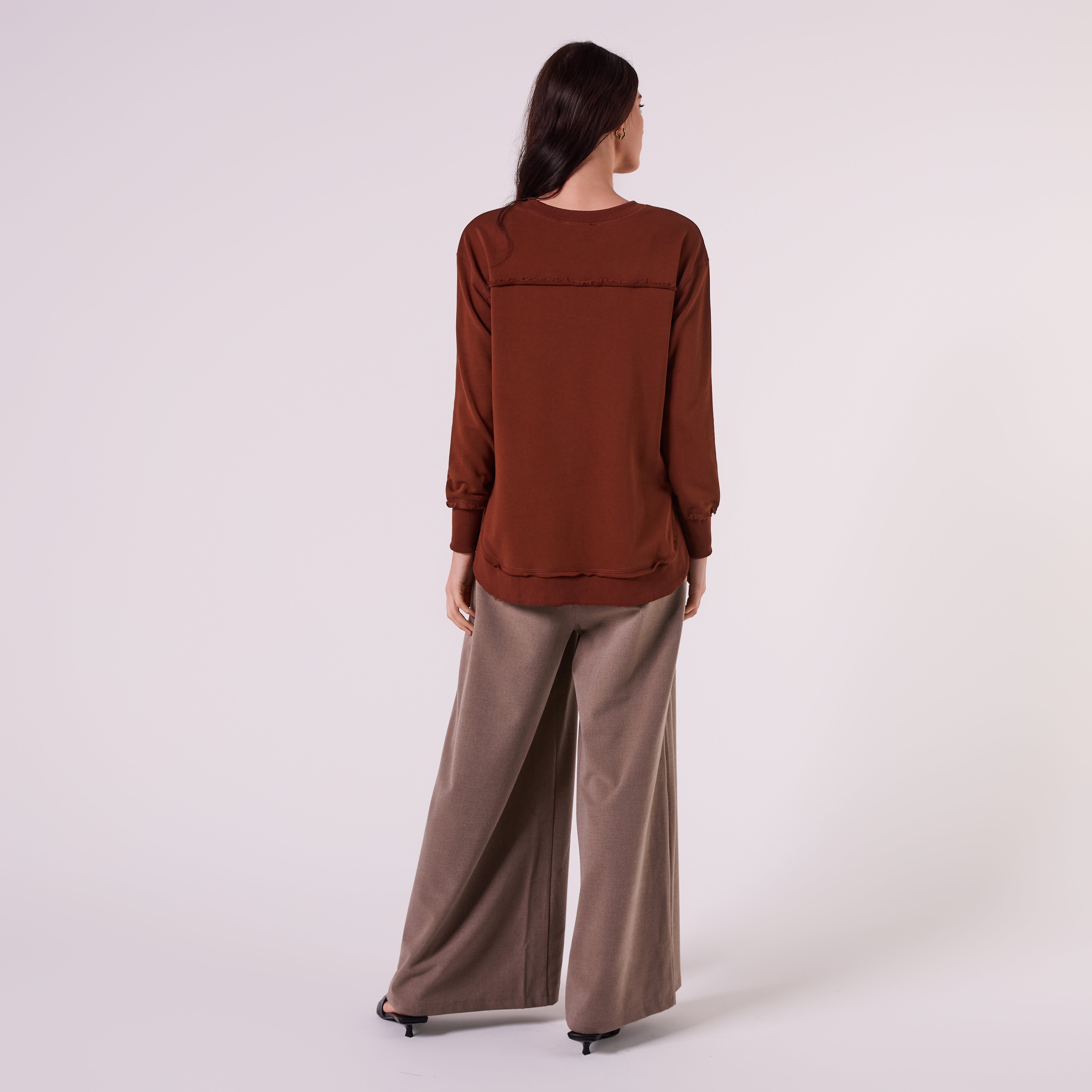 AM022161 EMBROIDERY SWEATSHIRT (CHOCOLATE)