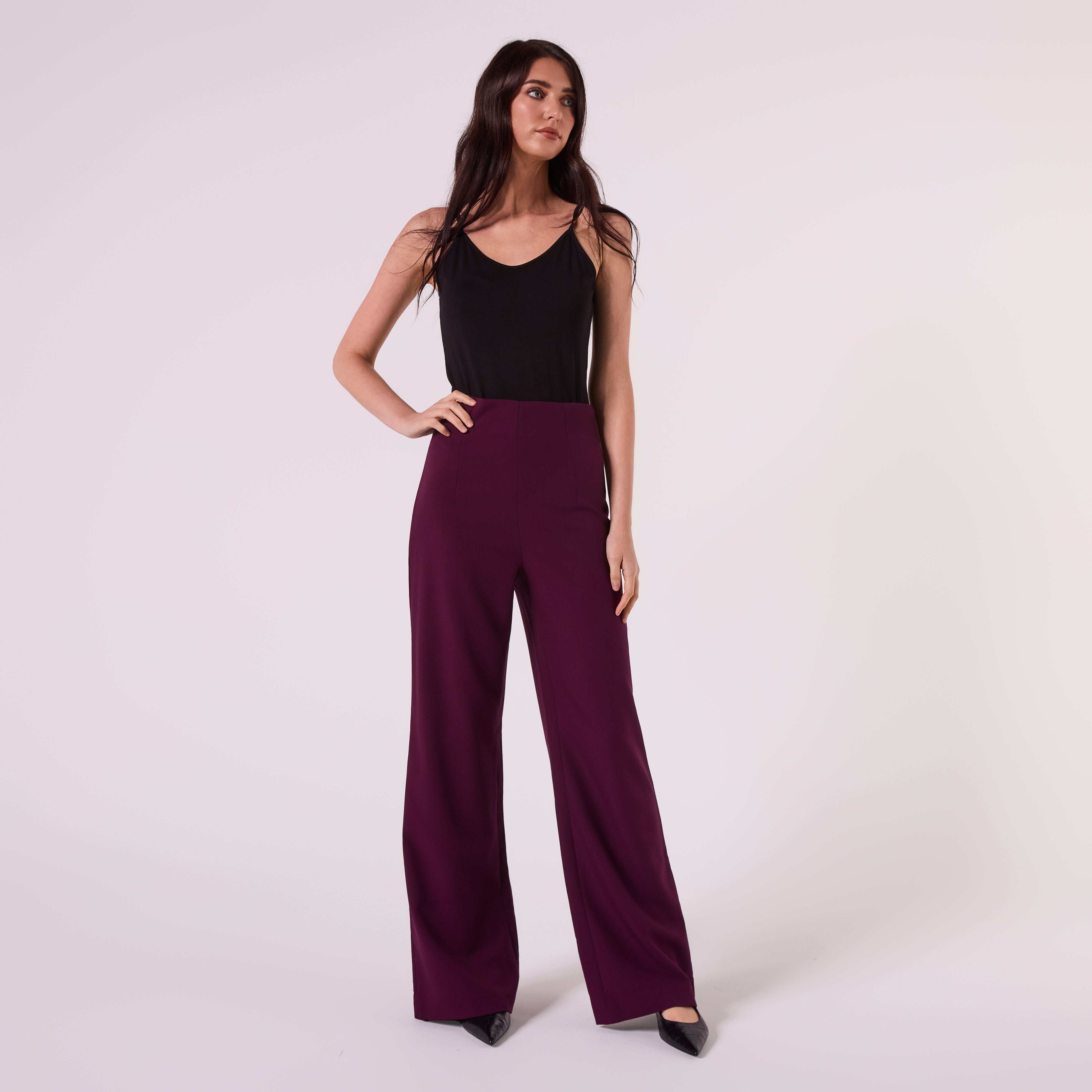 AF00026 HIGH WAISTED PANT (WINE PLUM)