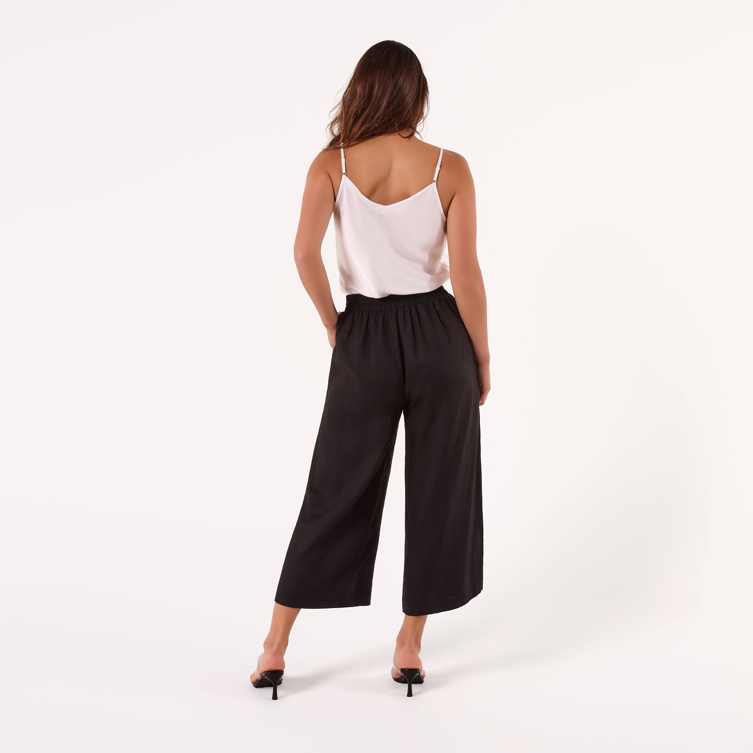 AM02377 100%LINEN CROPPED PANTS