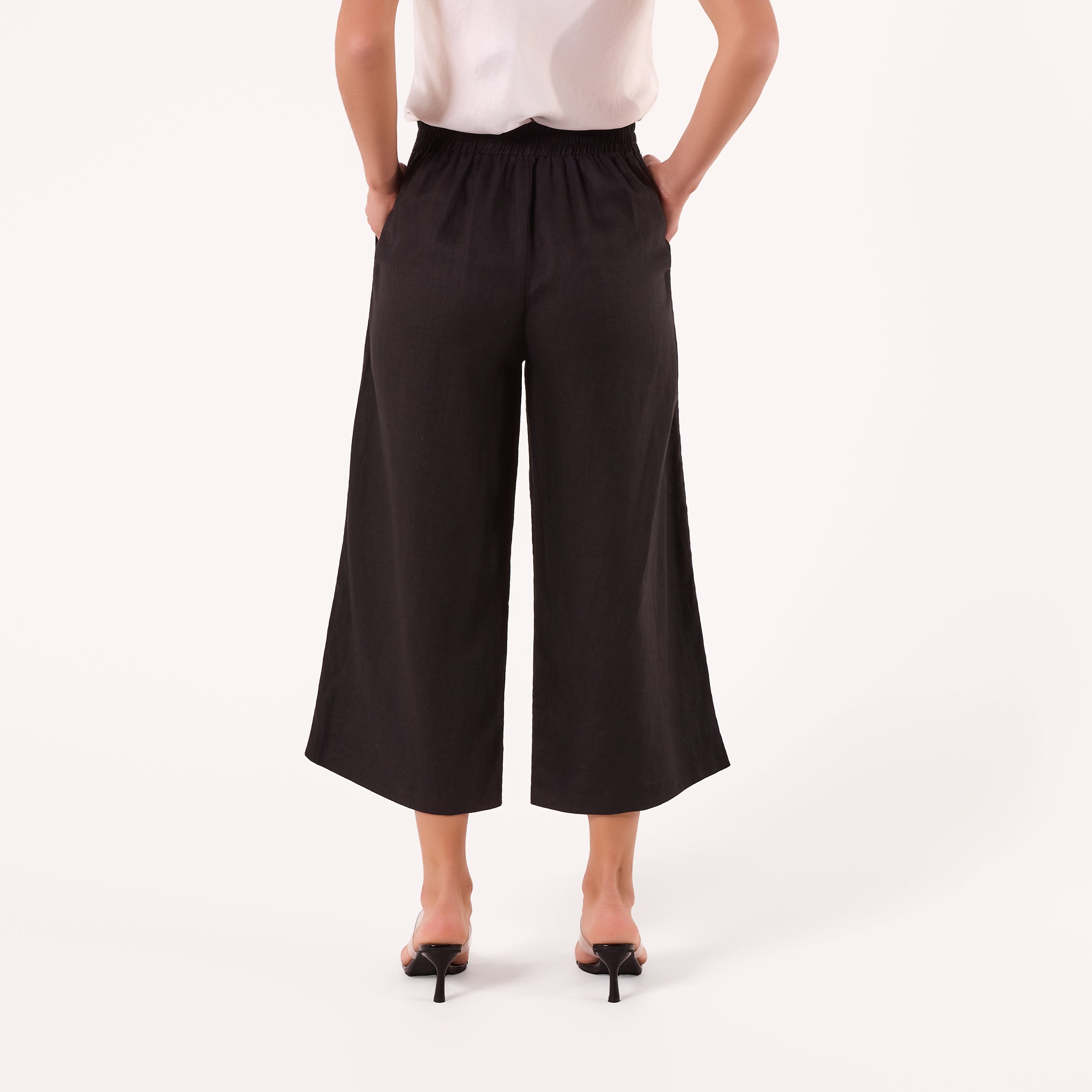 AM02377 100%LINEN CROPPED PANTS