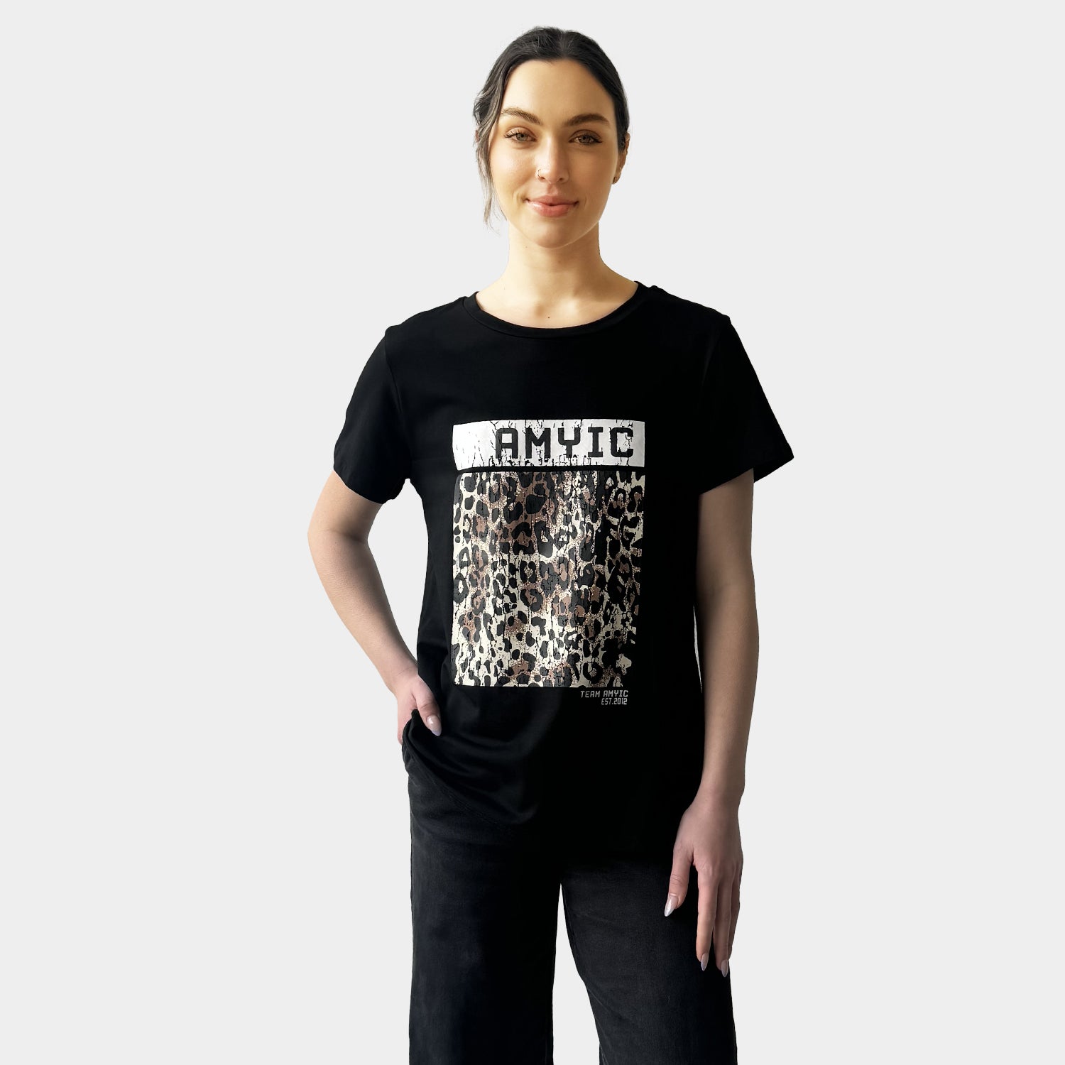 AM023077 LEOPARD SQUARE PRINT TEE