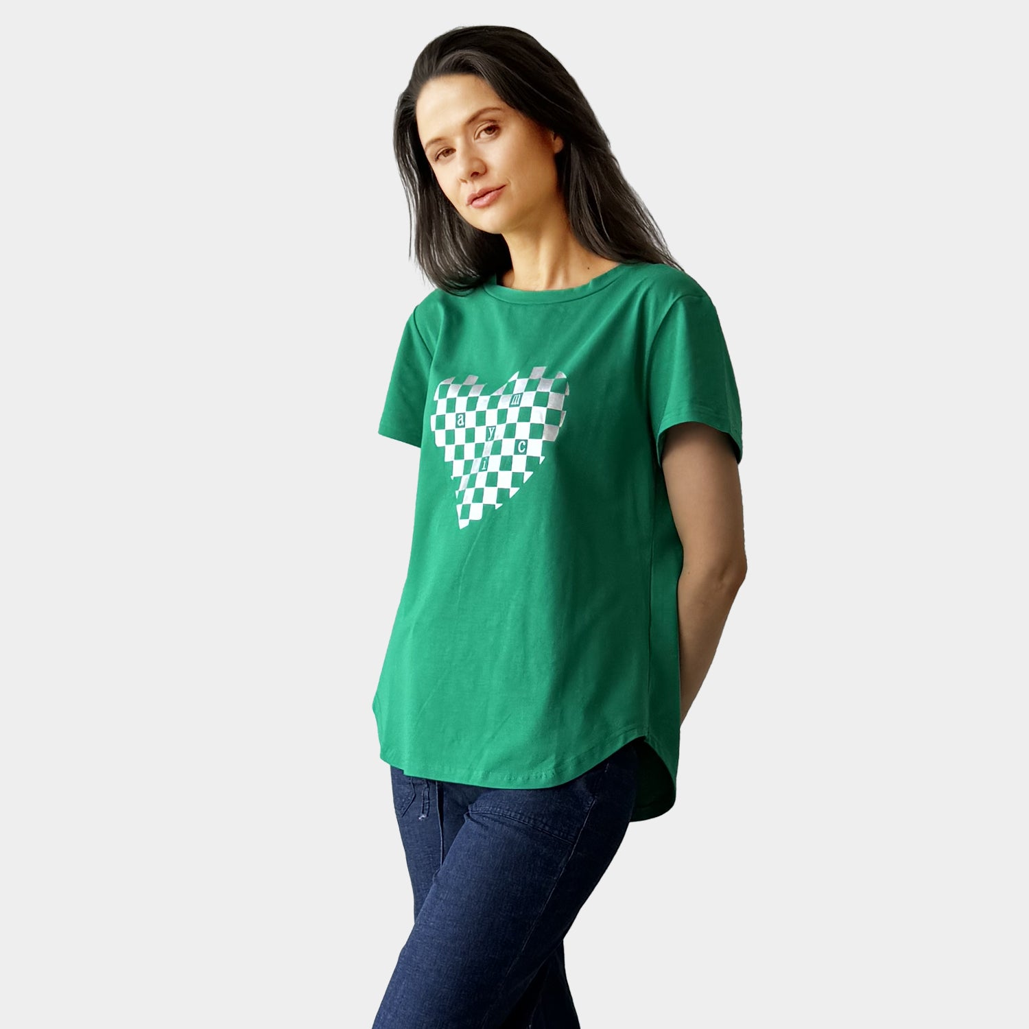 AM24050 CHECK LOVE PRINT TEE