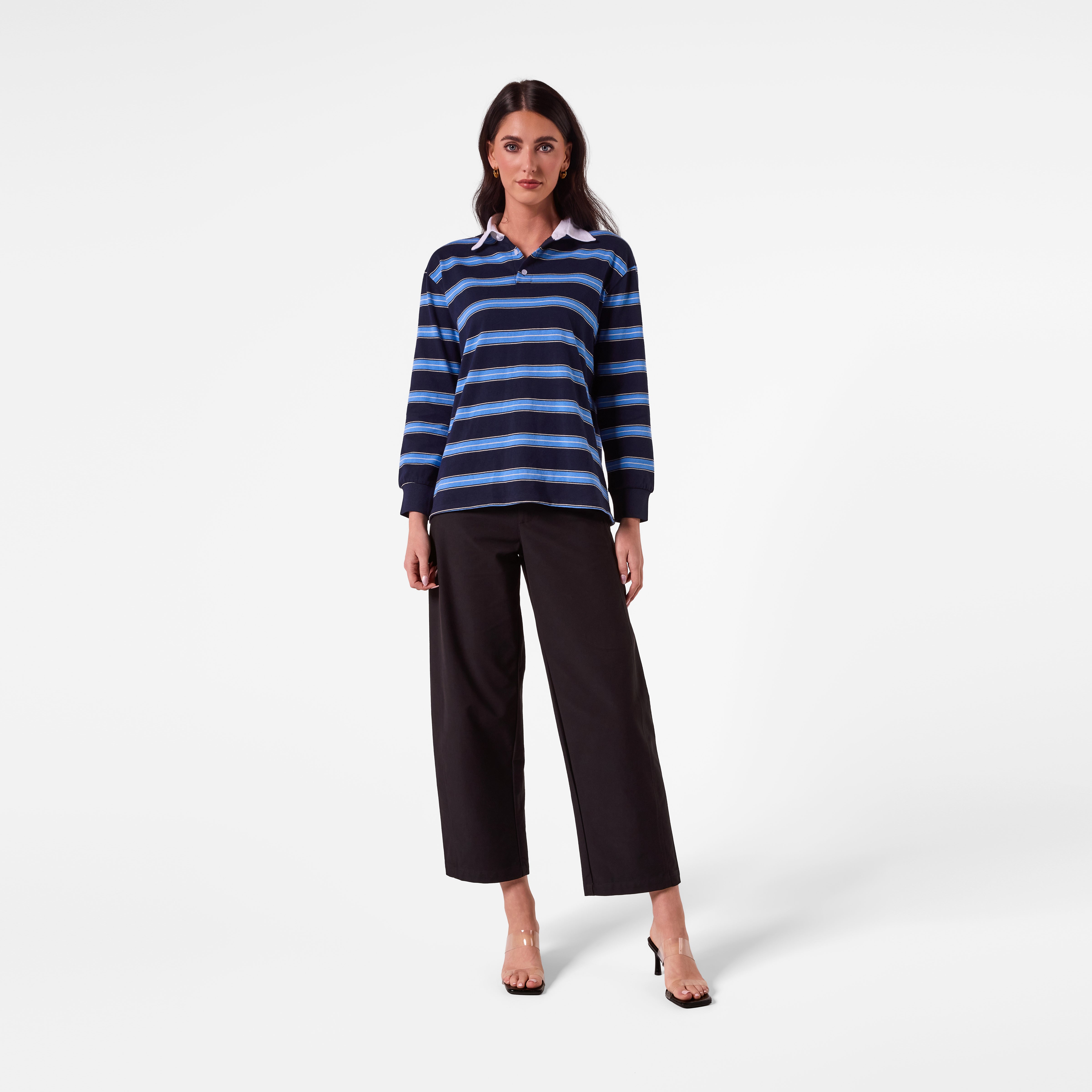 AM26021 STRIPE RUGBY POLO