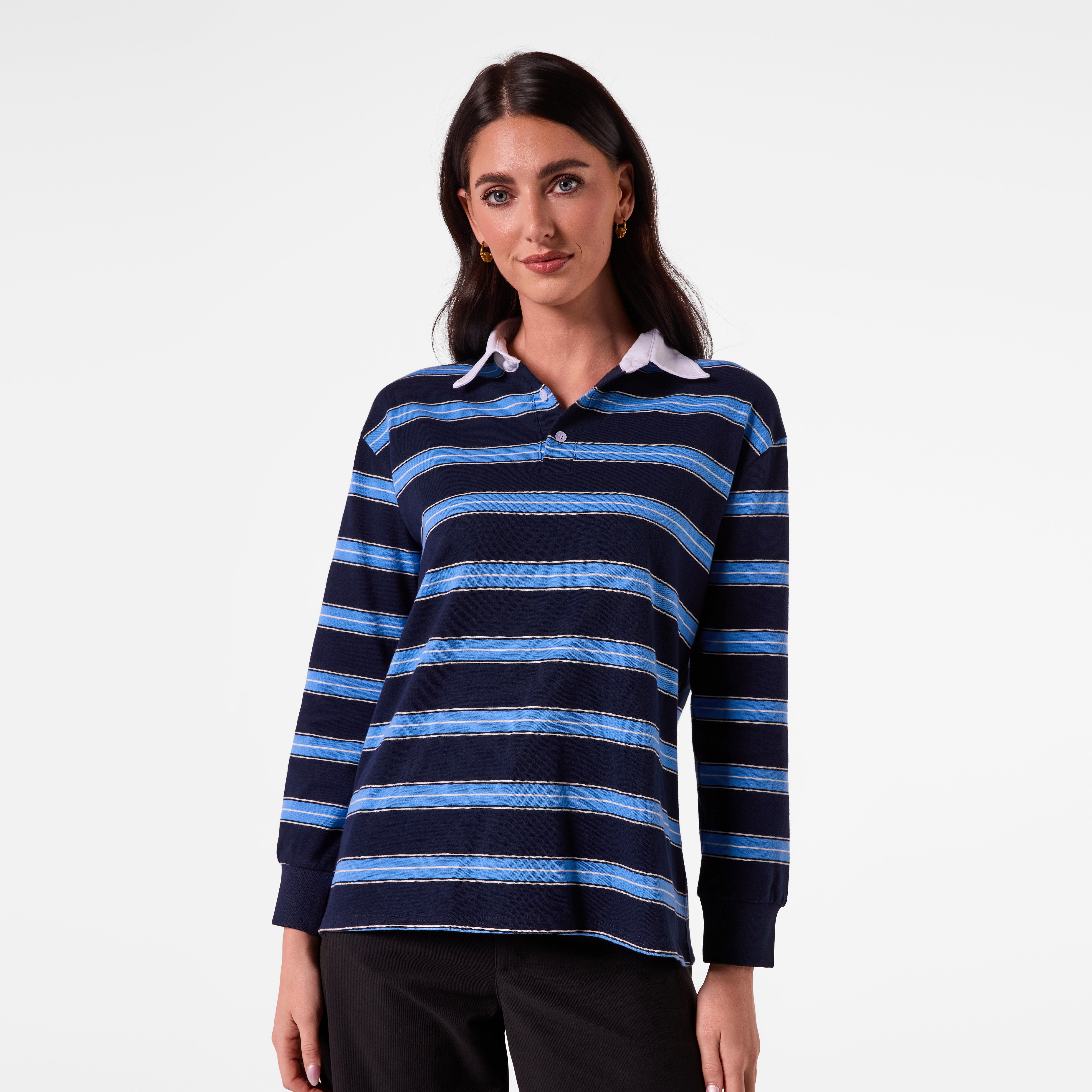 AM26021 STRIPE RUGBY POLO