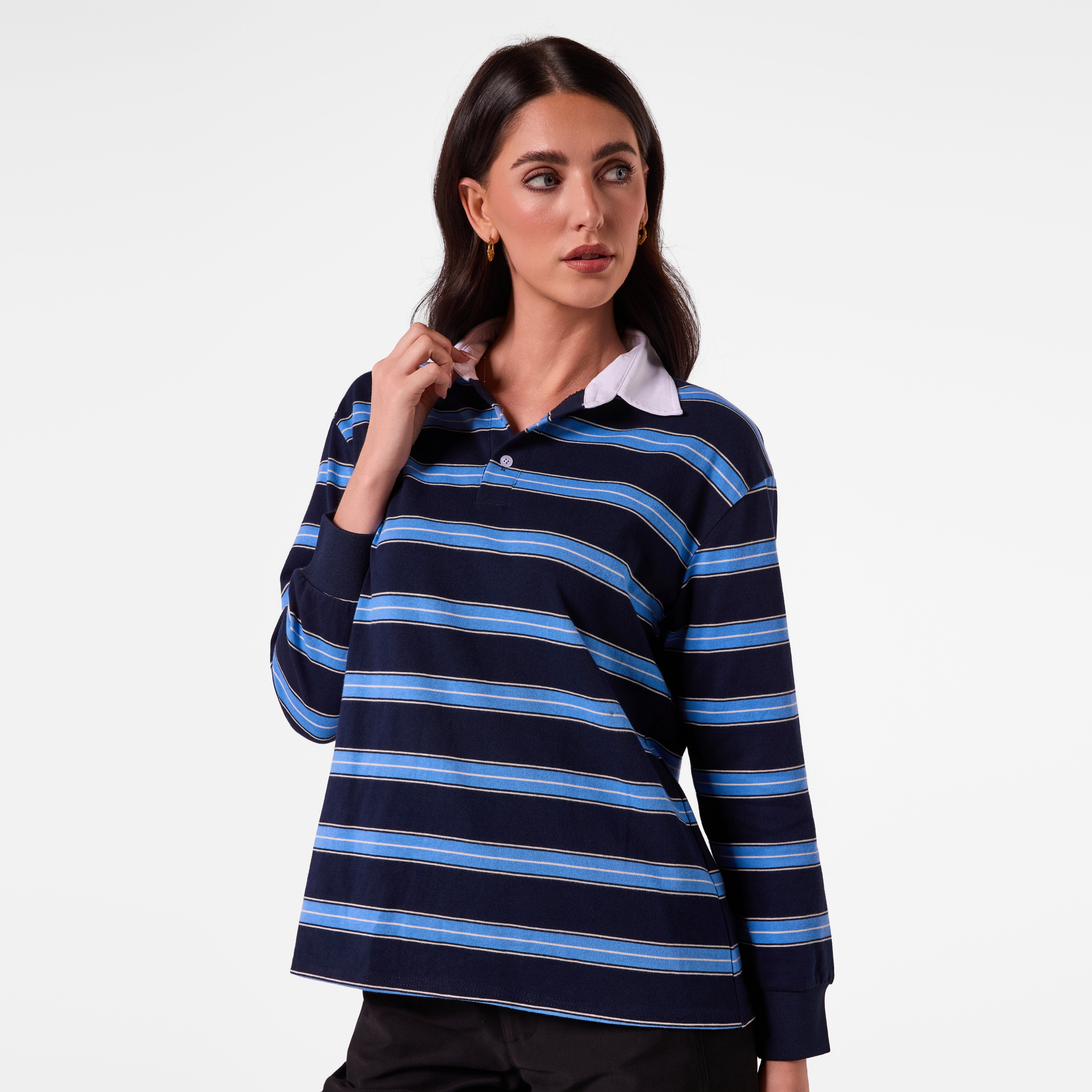 AM26021 STRIPE RUGBY POLO