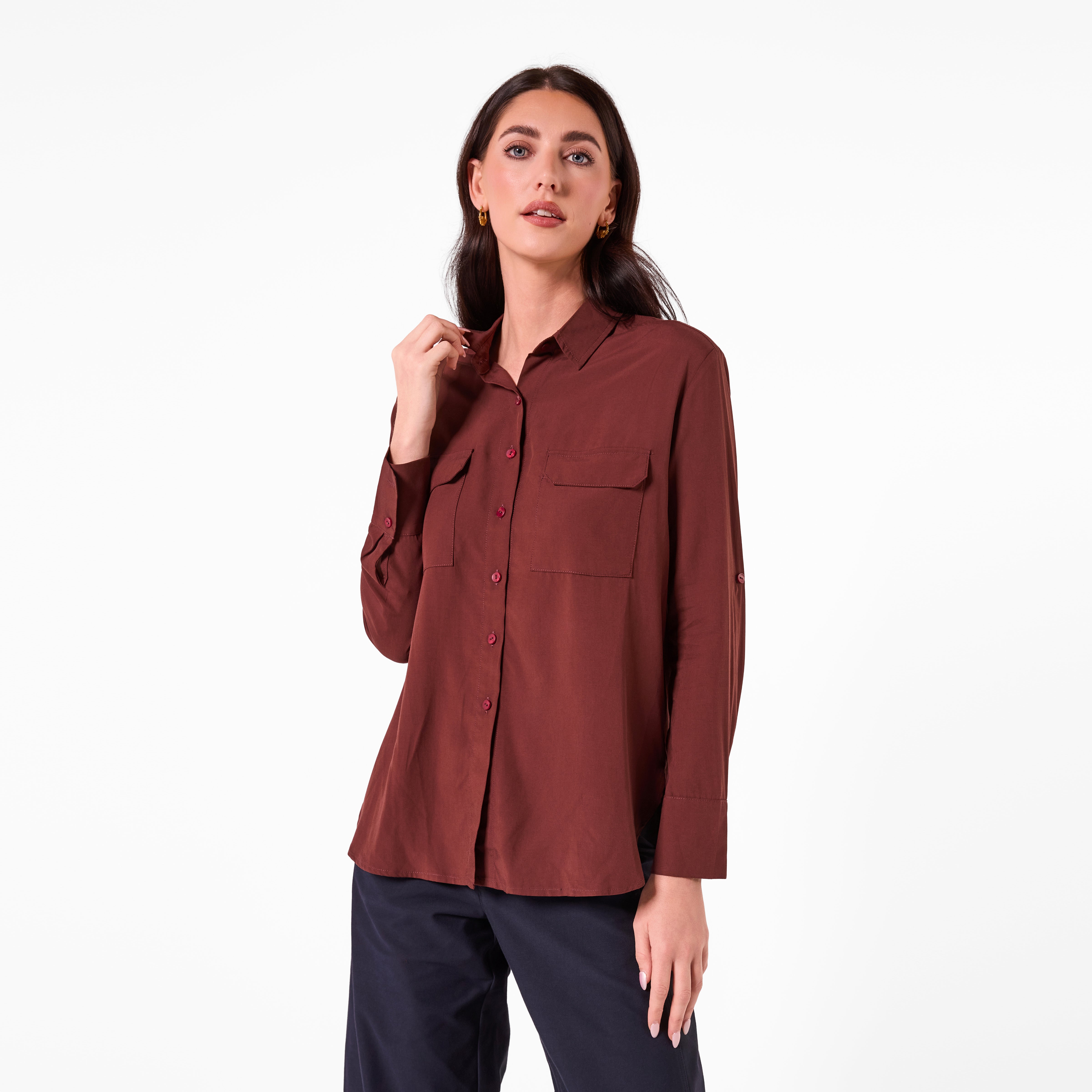 AM26027 PATCH POCKET SHIRT (BROWN)