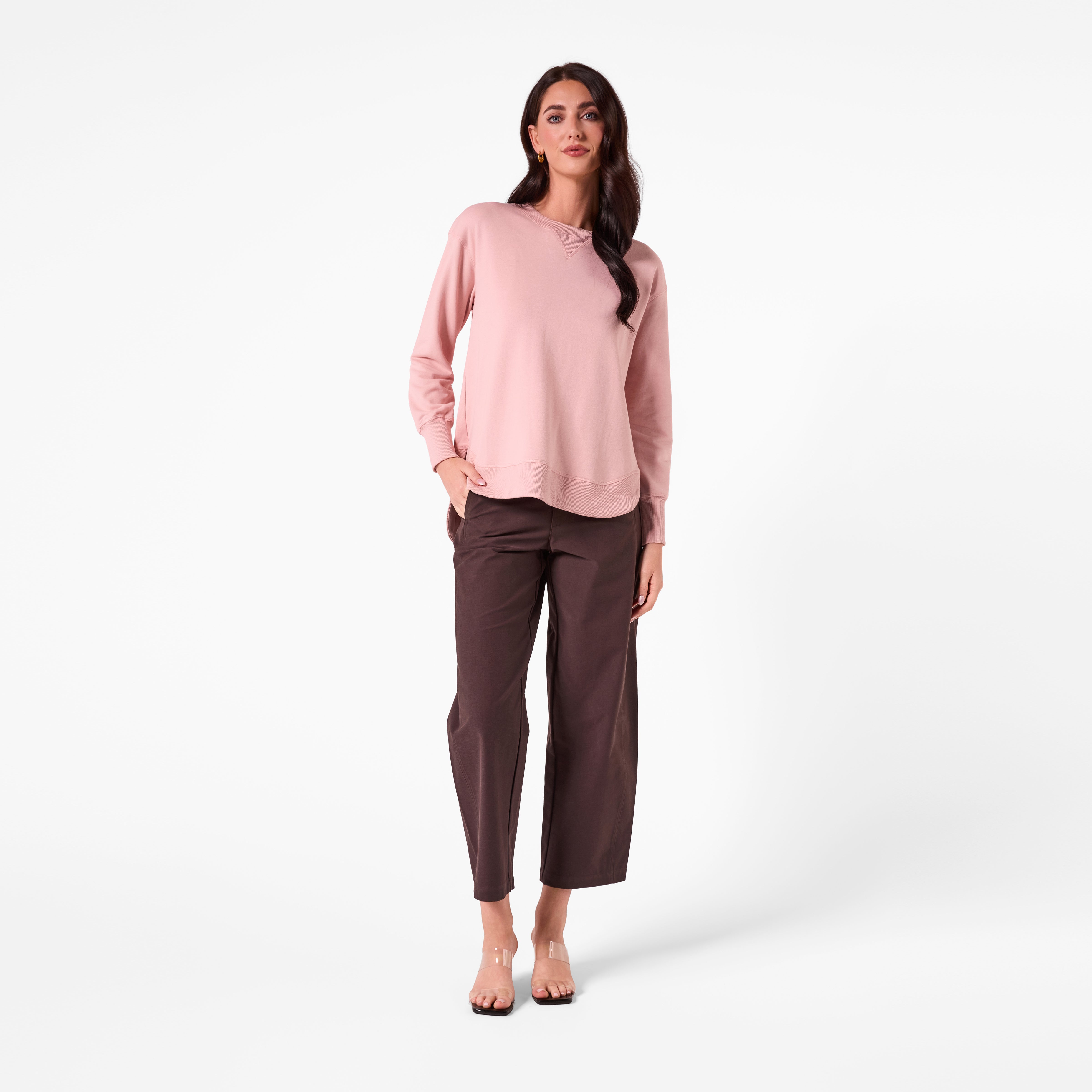 AM25193 PLAIN SWEATSHIRT (DUSTY PINK)