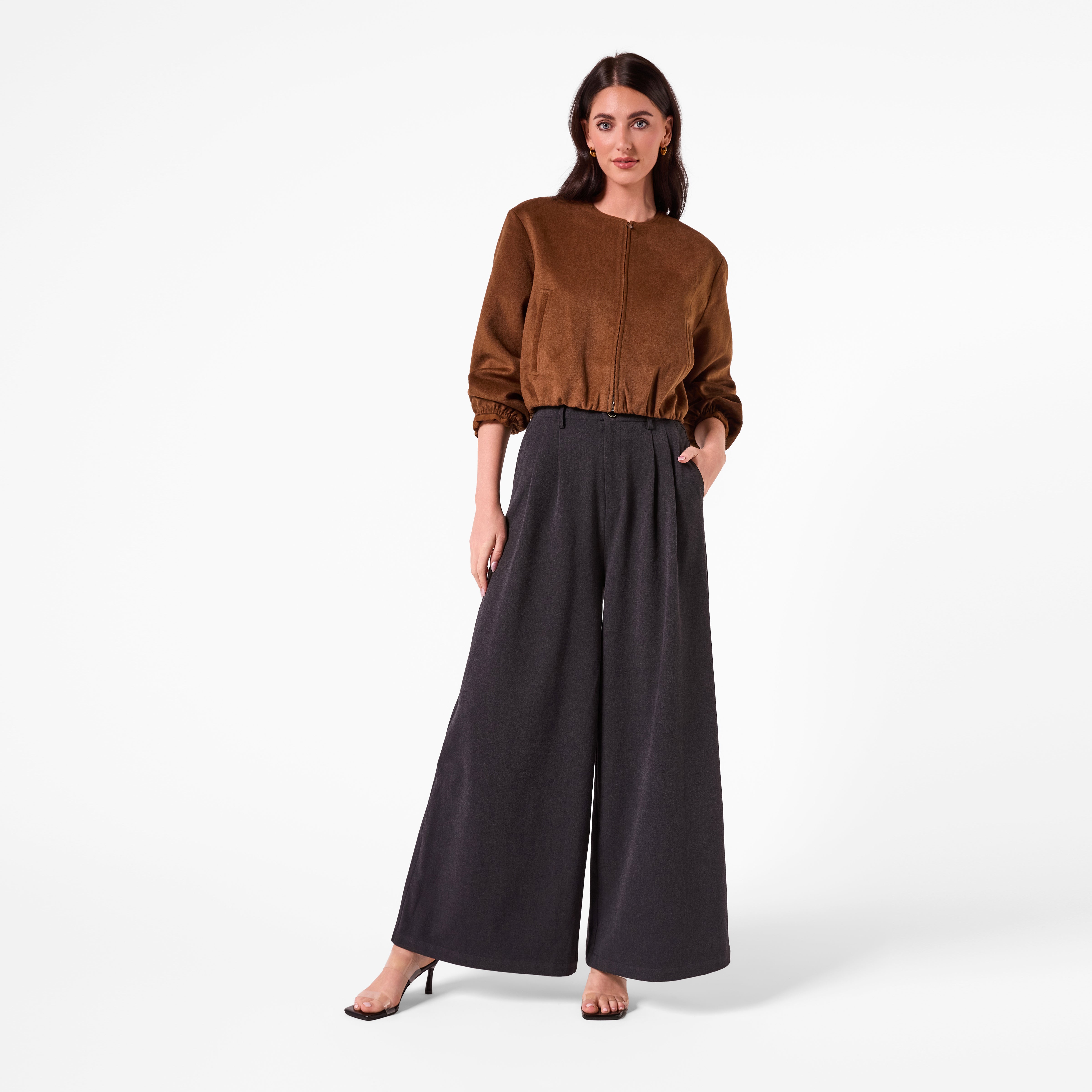 AM26038 WOOL FELT BOMBER JACKET (TAN)