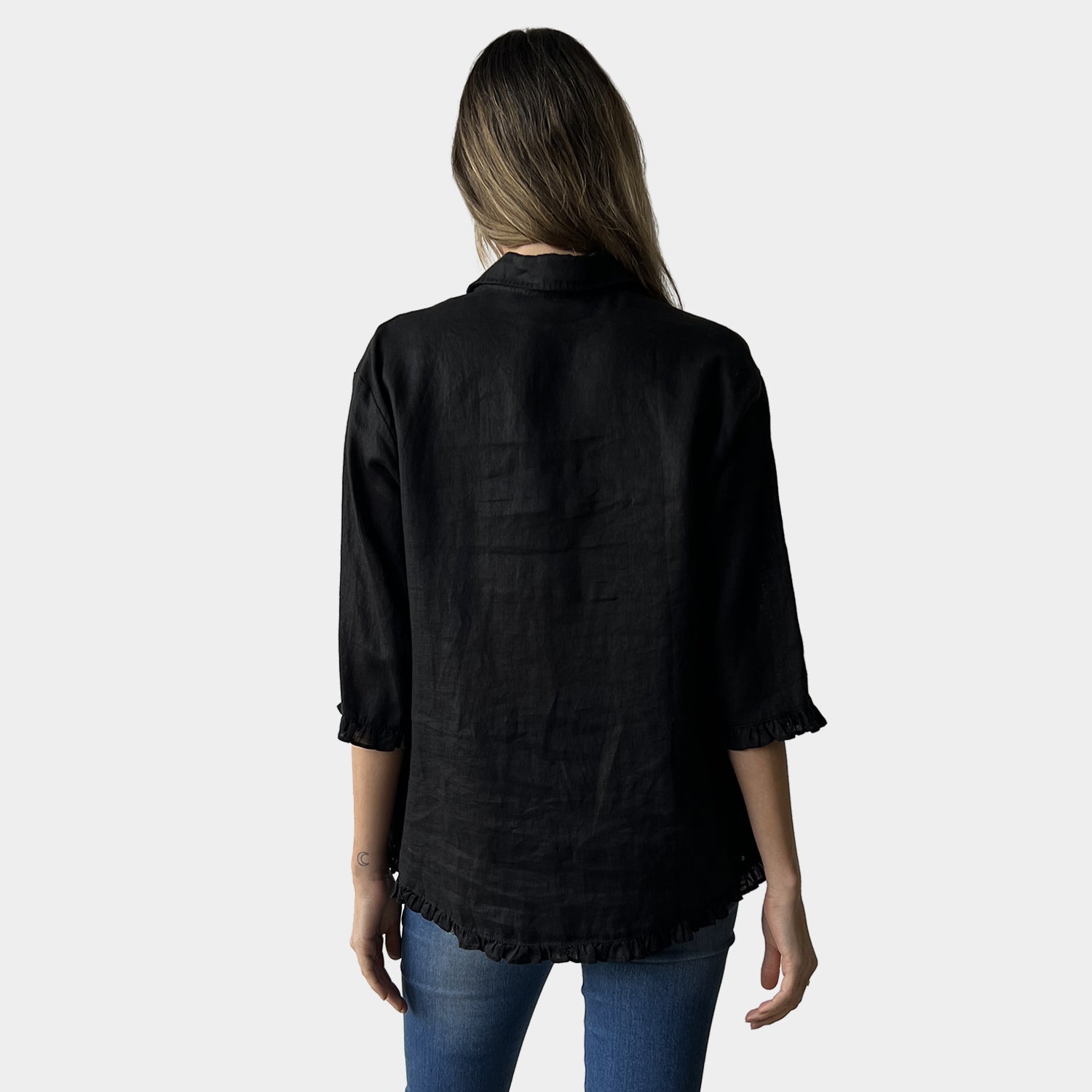 AM01188 100%LINEN SIDE POCKET SHIRT