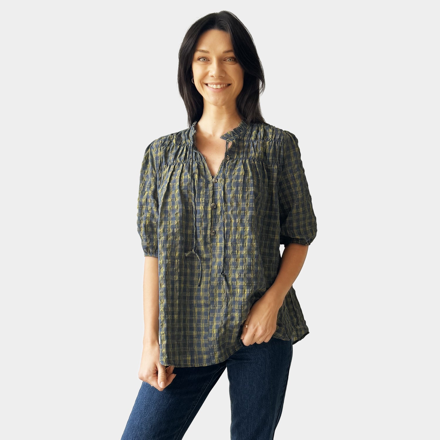 AM023070 TINY CHECK TOP (SALE)