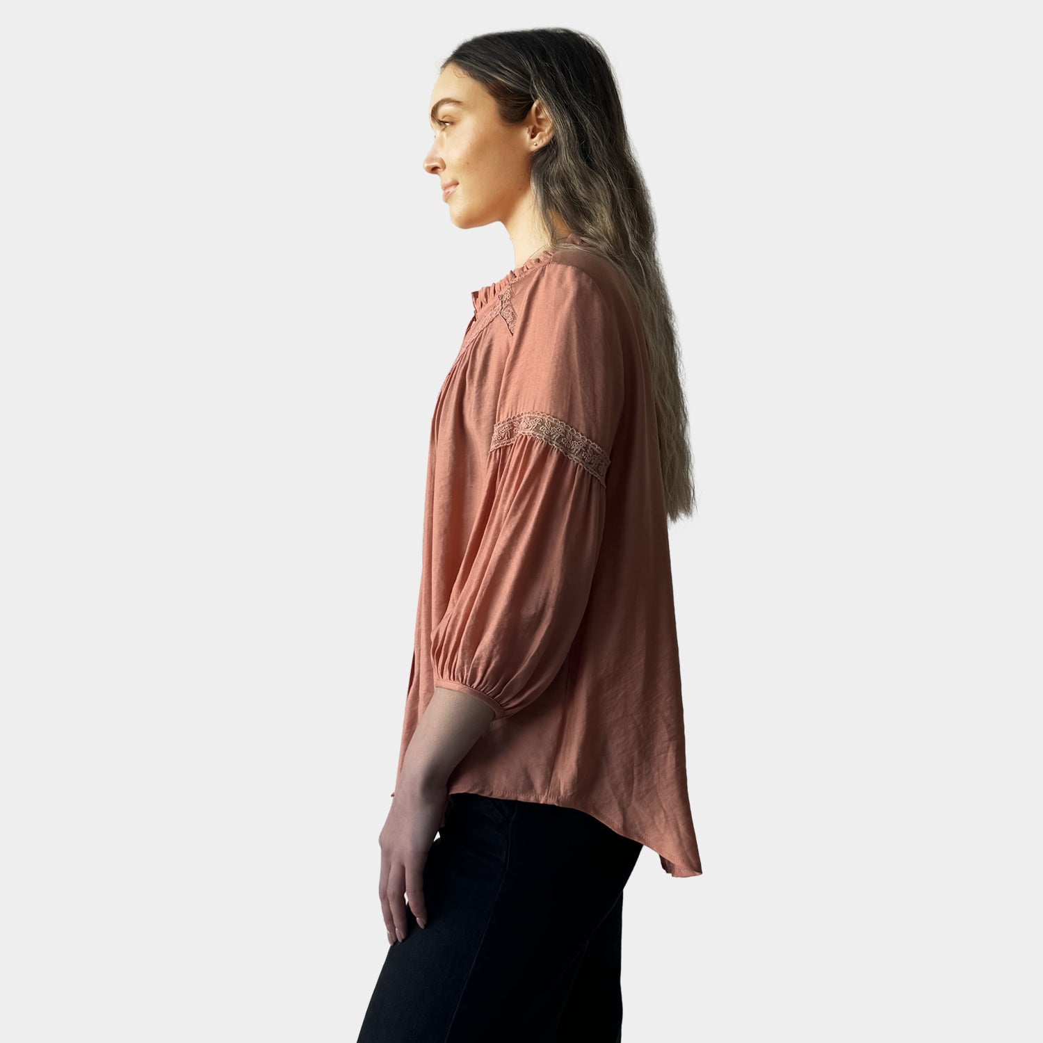 AM02397 FRILL NECK & LACE TRIM (SALE)