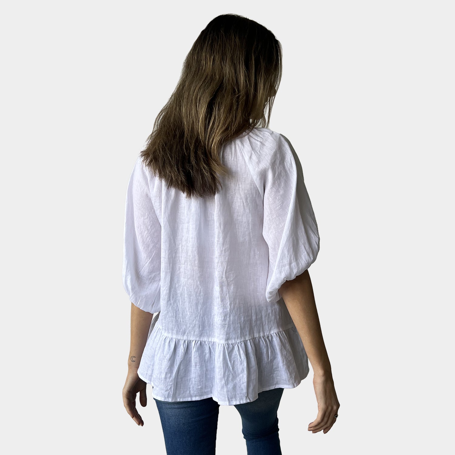 AM02491 100%LINEN SIDE POCKET TOP
