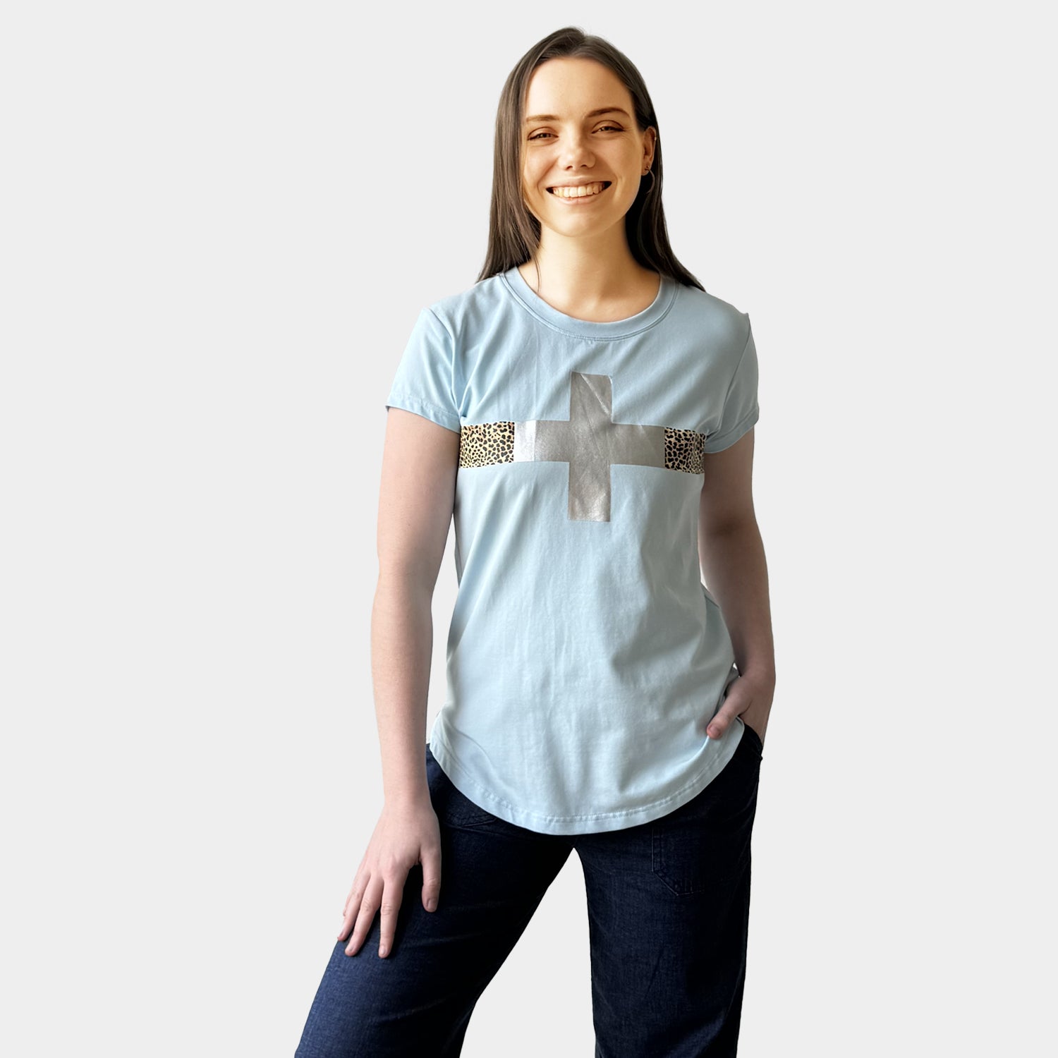 AM01292-1 LEOPARD&CROSS TEE (SALE)