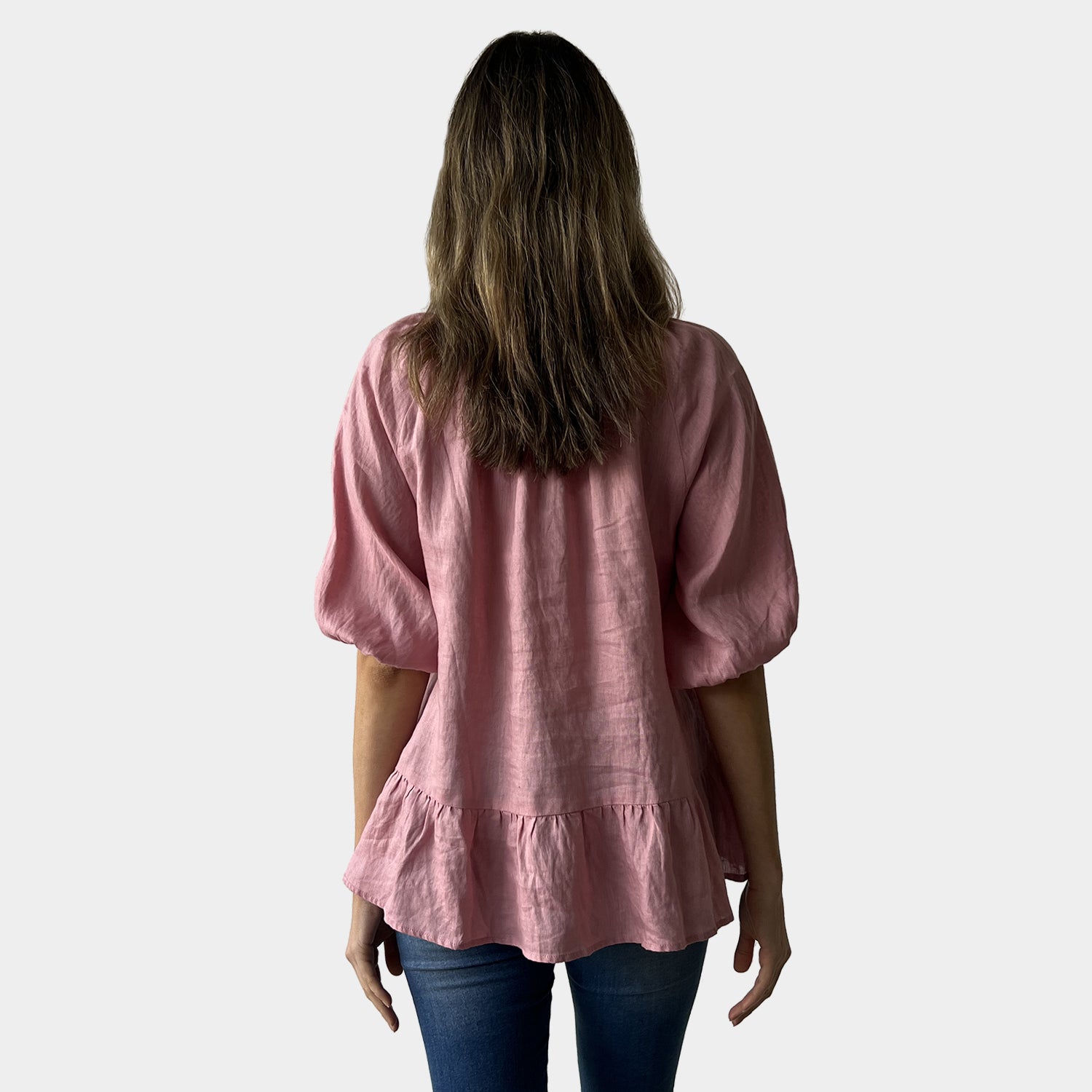 AM02491 100%LINEN SIDE POCKET TOP