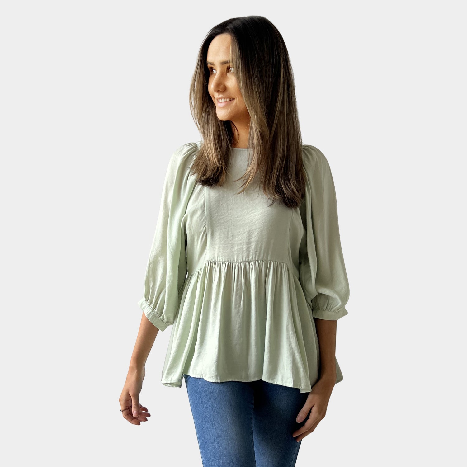 AM022173 LANTERN SLEEVE TOP (SALE)