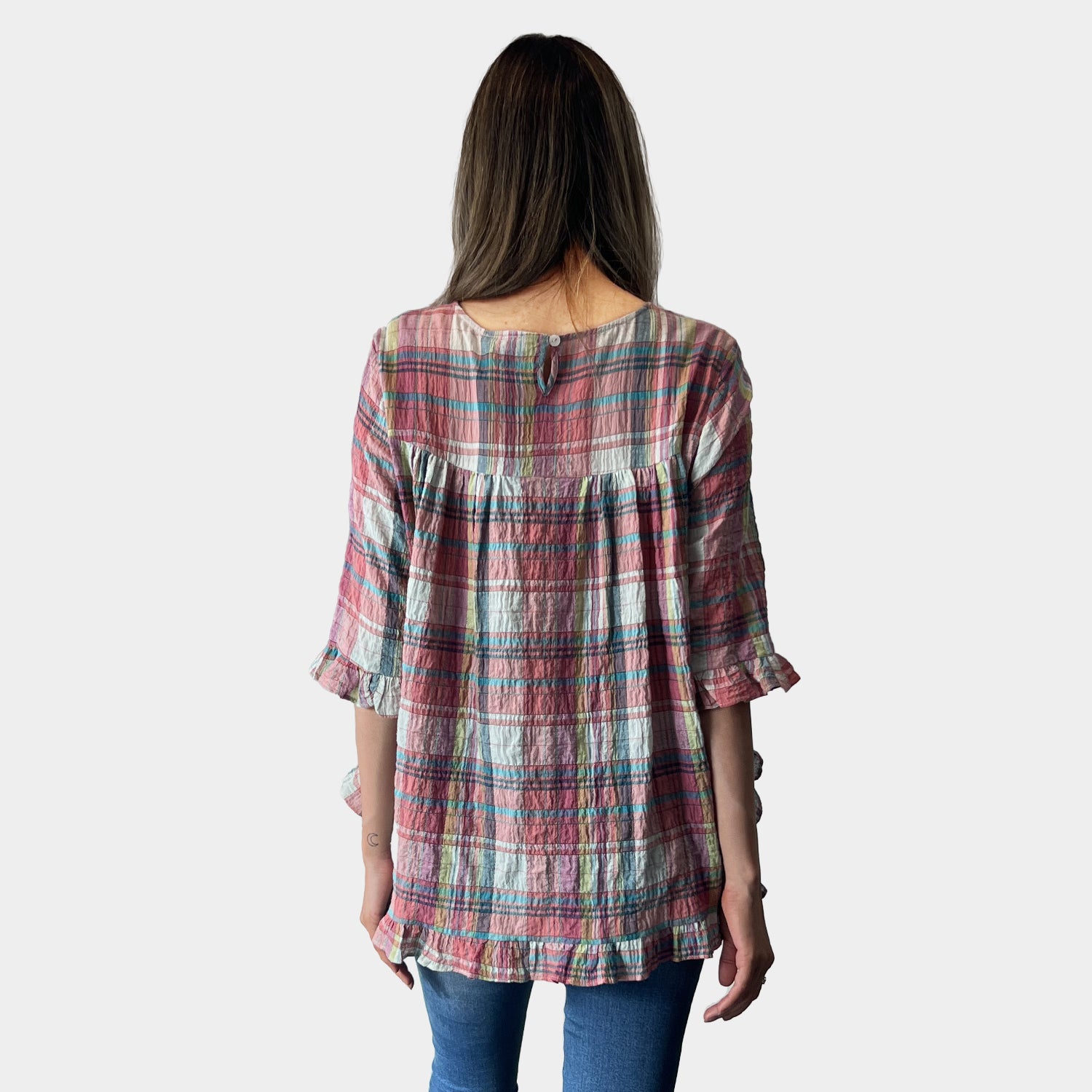 AM02496-3 GINGHAM COTTON TOP