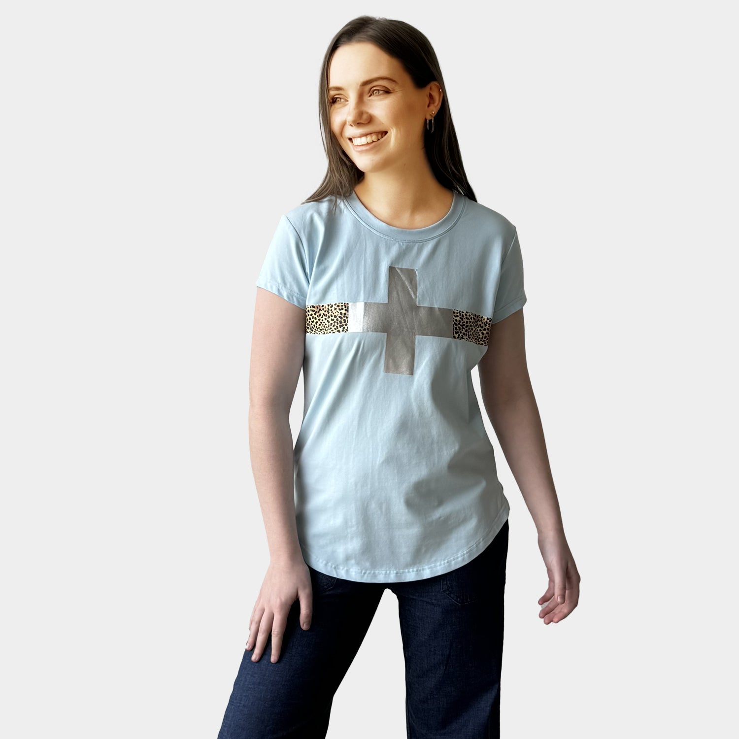 AM01292-1 LEOPARD&CROSS TEE (SALE)