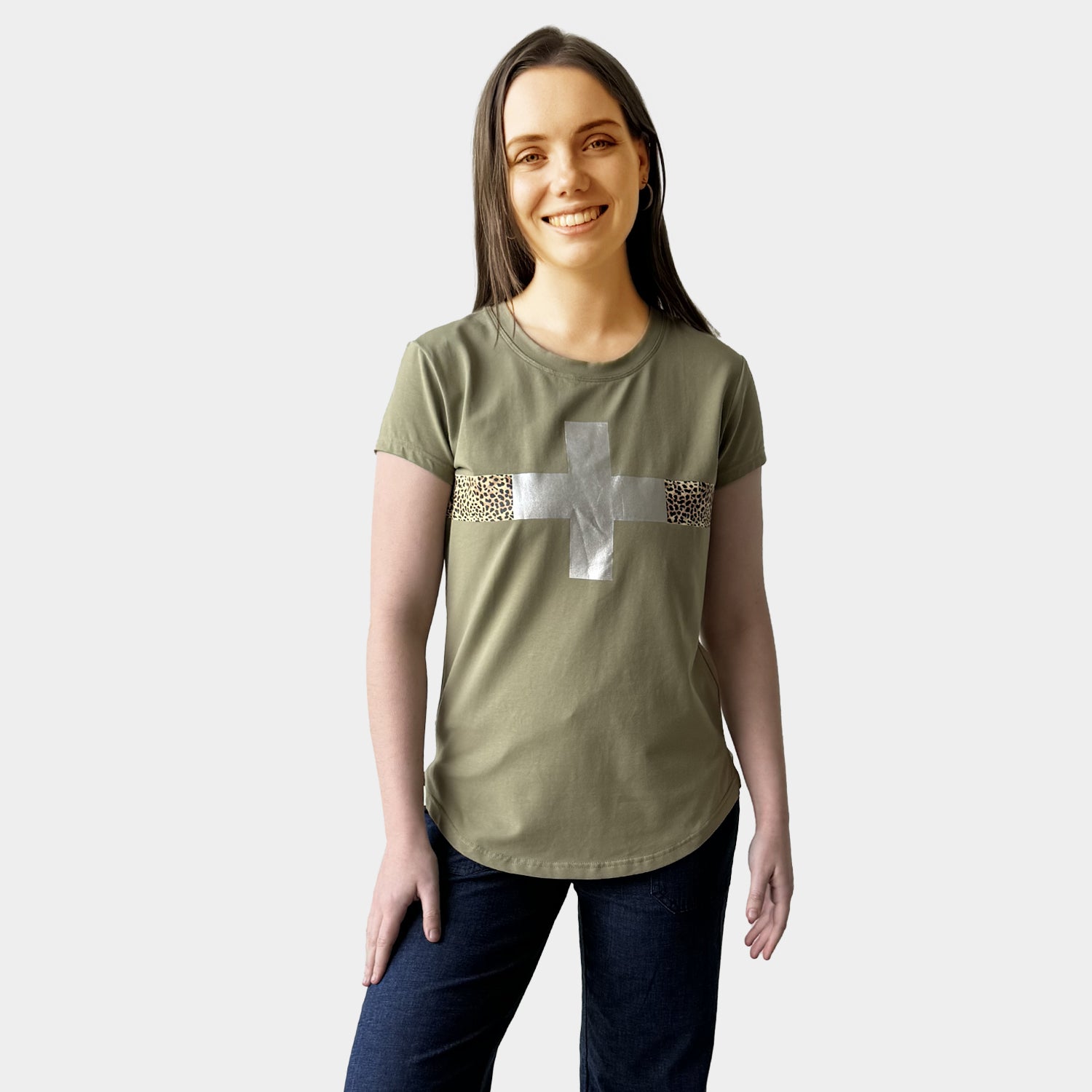 AM01292-1 LEOPARD&CROSS TEE (SALE)