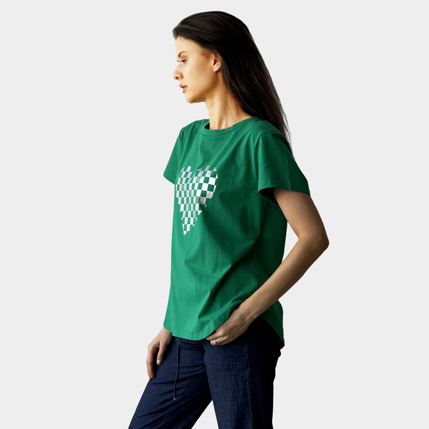 AM24050 CHECK LOVE PRINT TEE