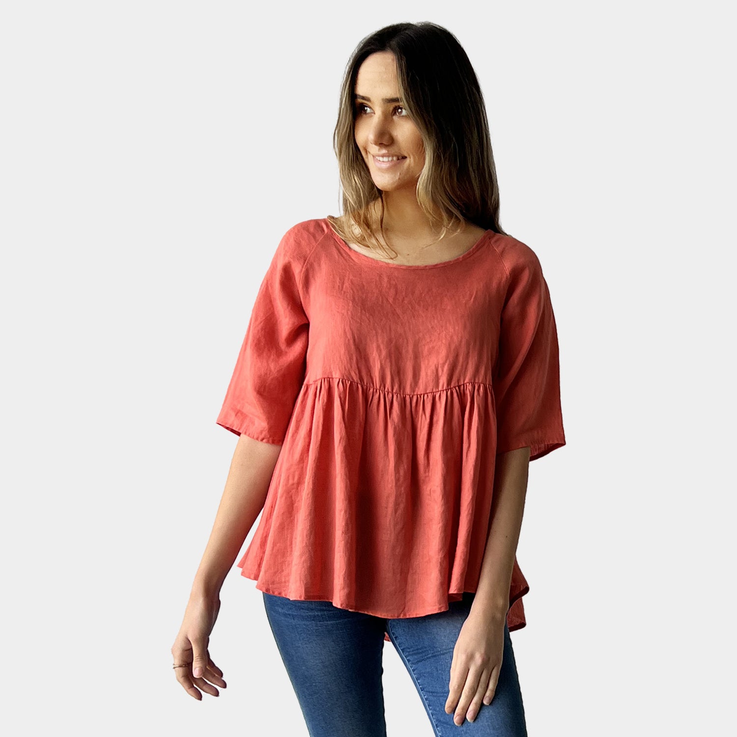 AM01122 100%LINEN TOP (SALE)