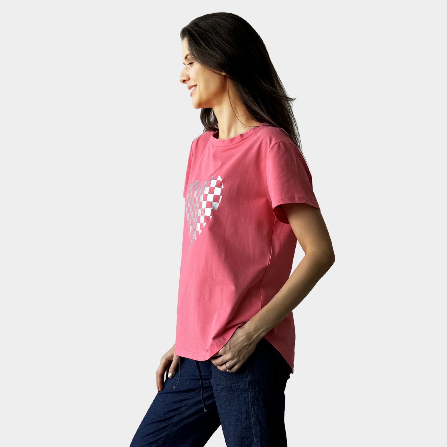 AM24050 CHECK LOVE PRINT TEE