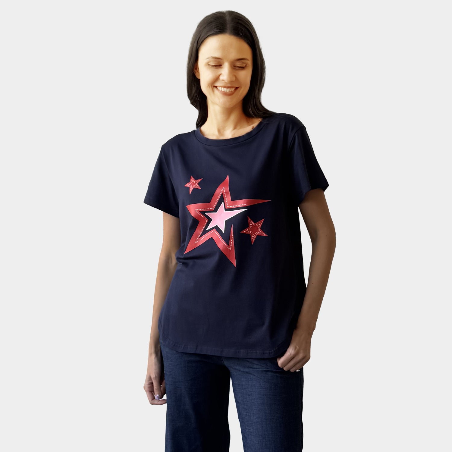 AM24063 MULTI STAR PRINT TEE