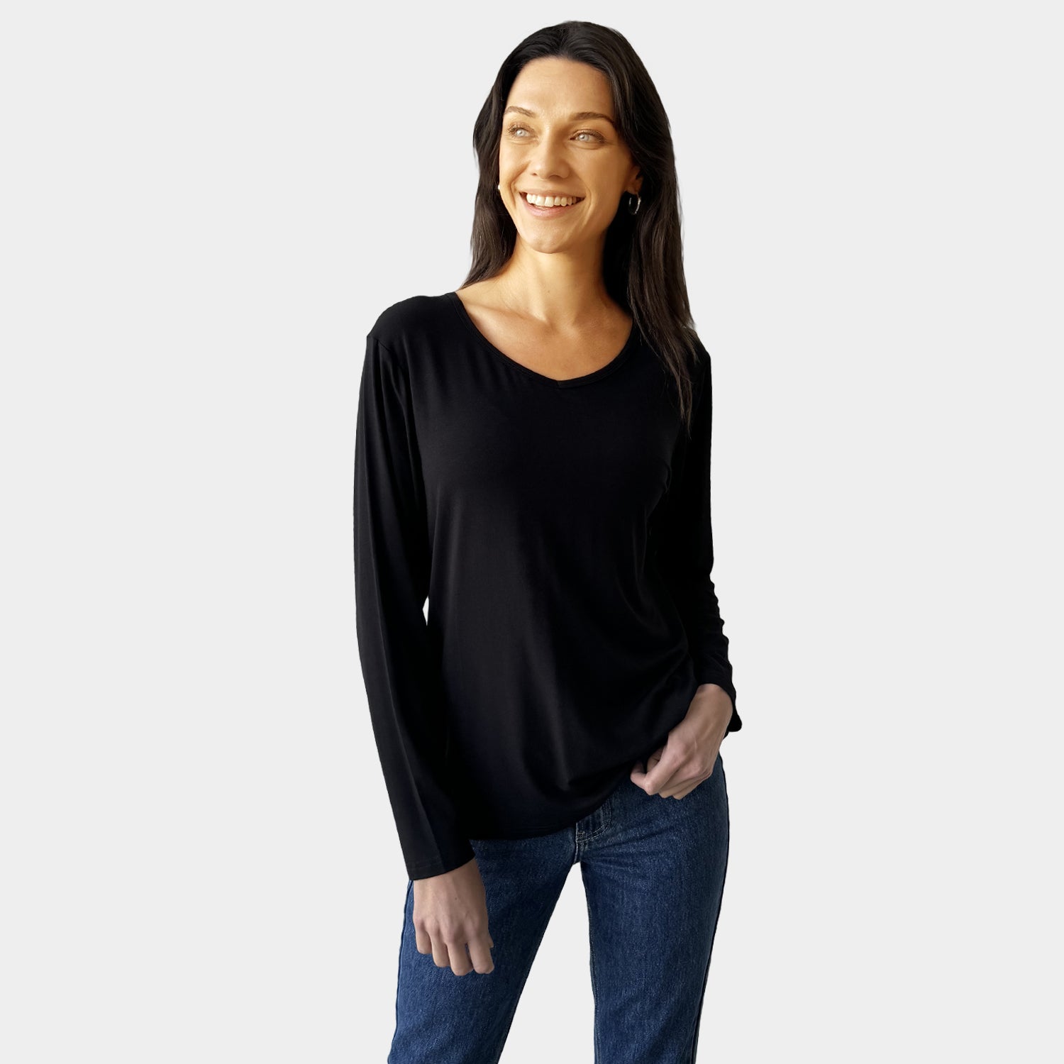 AM022118 SCOOP V NECK LOOSE TOP