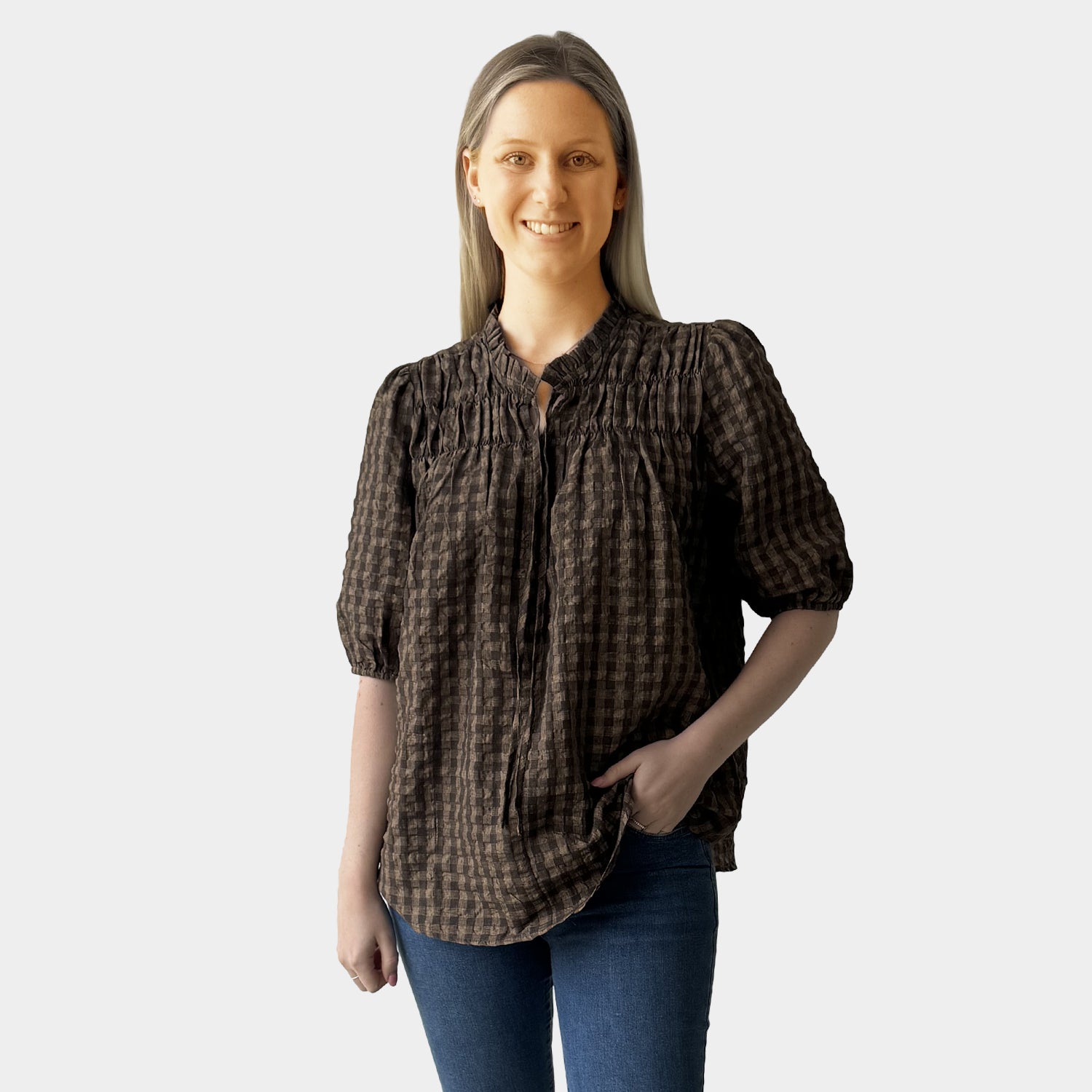 AM023070 TINY CHECK TOP (SALE)