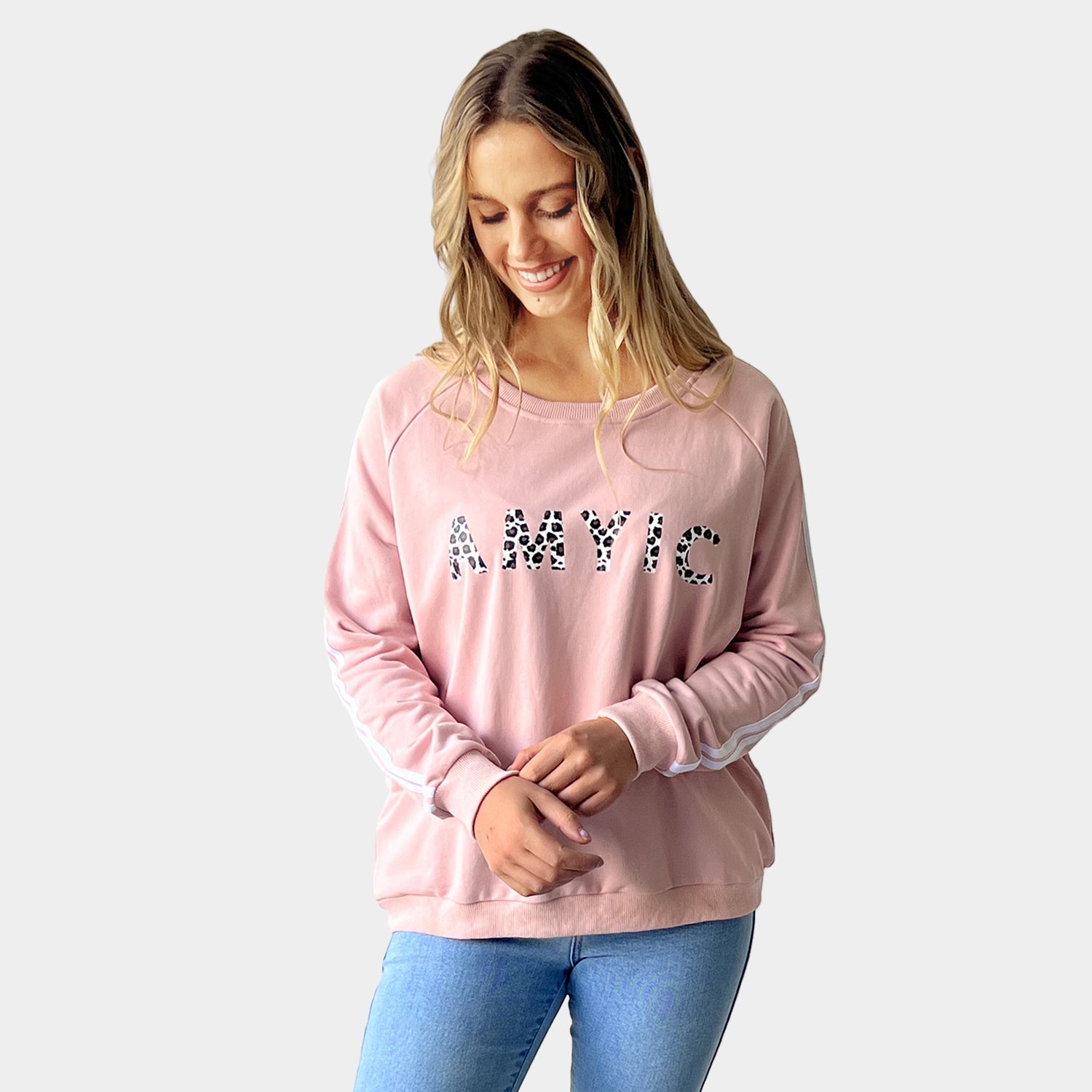 AM023040 LEOPARD LETTERS SWAETSHIRT