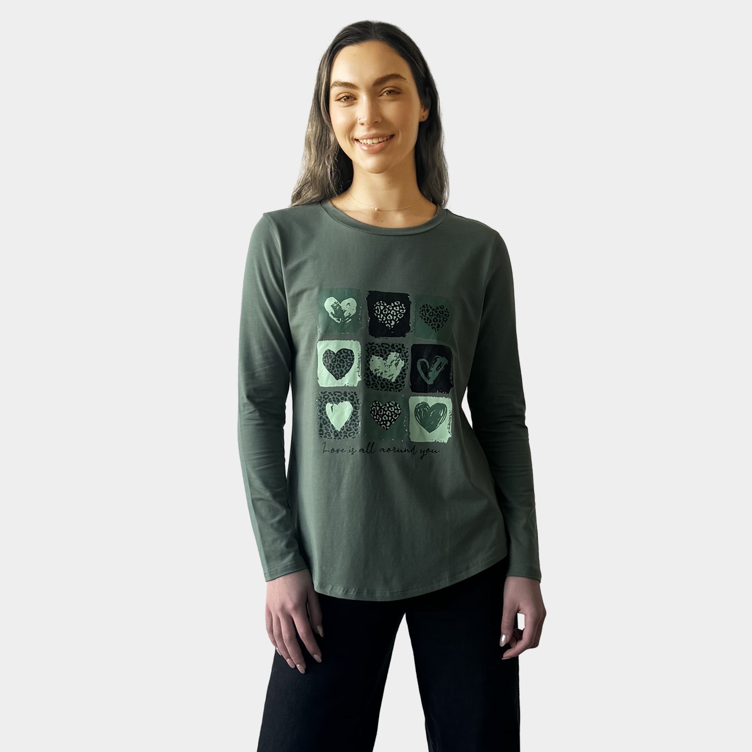 AM024016 MULTI PRINT LONG SLEEVE TEE