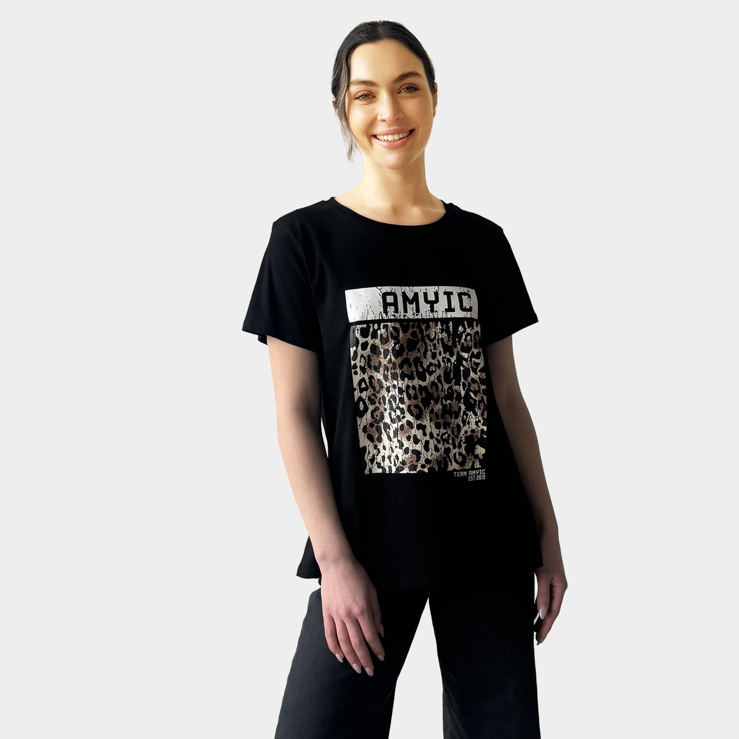 AM023077 LEOPARD SQUARE PRINT TEE