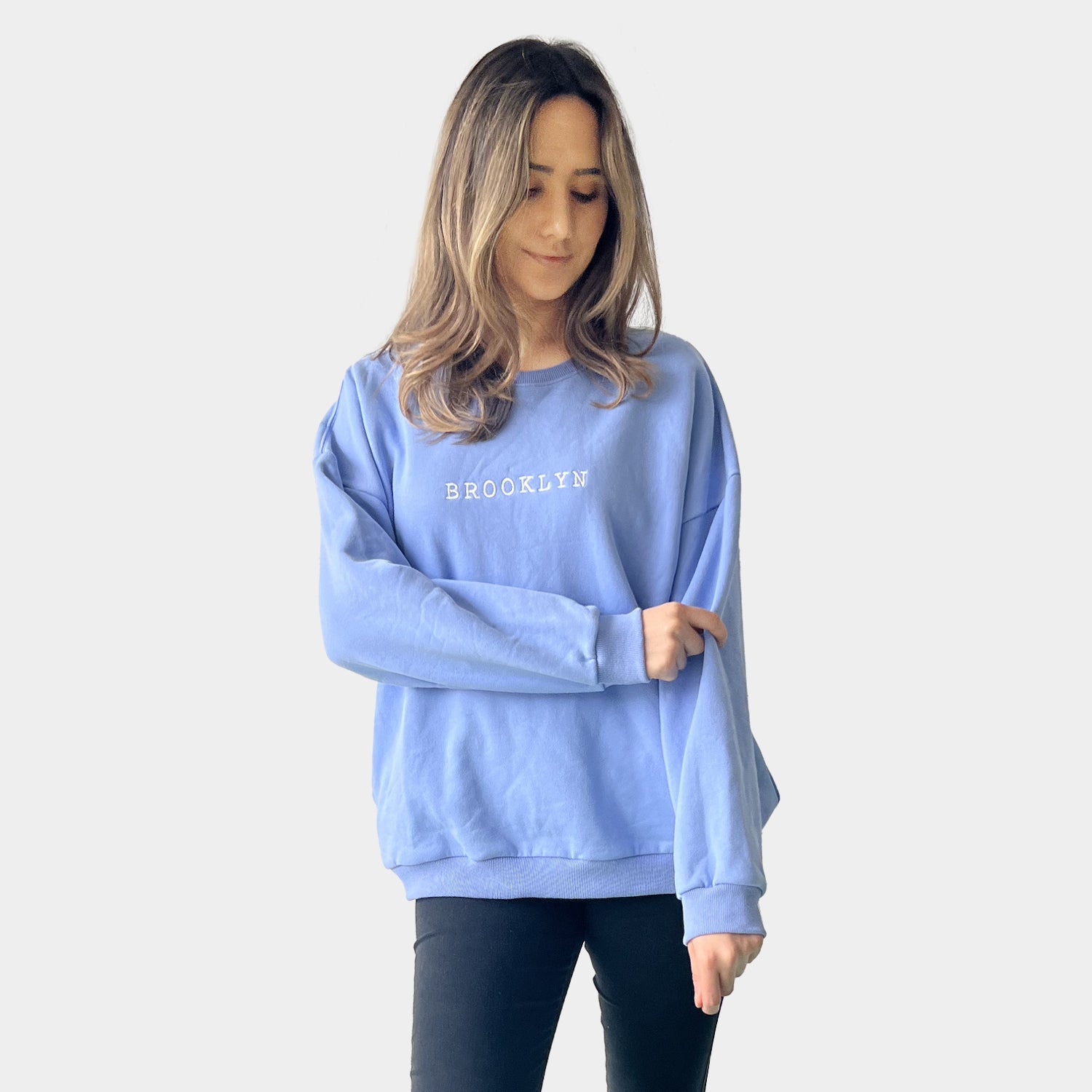 AM022116 EMBROIDERY LETTER SWEATSHIRT