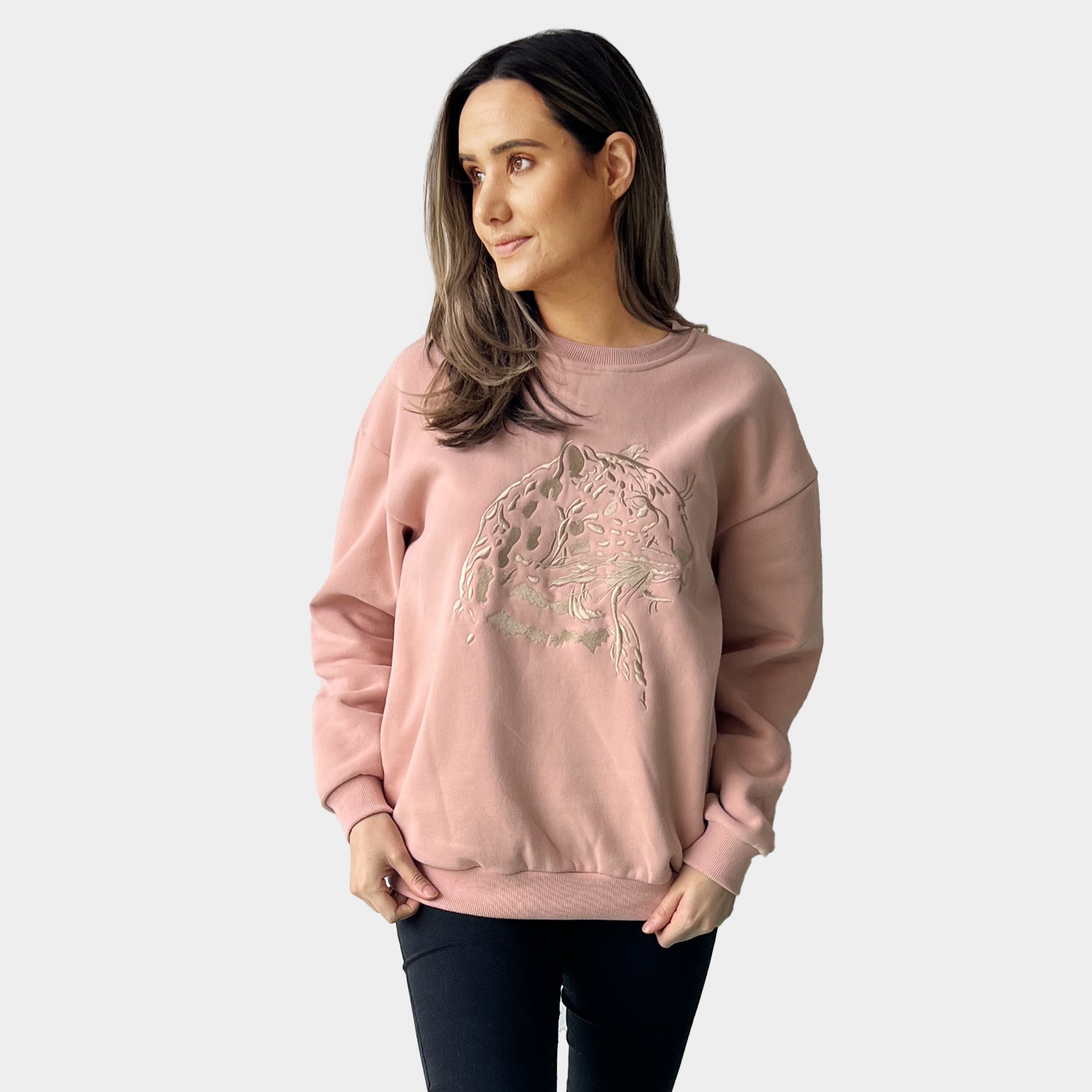 AM022132-2 PINK EMBROIDERY SWEATSHIRT (SALE)