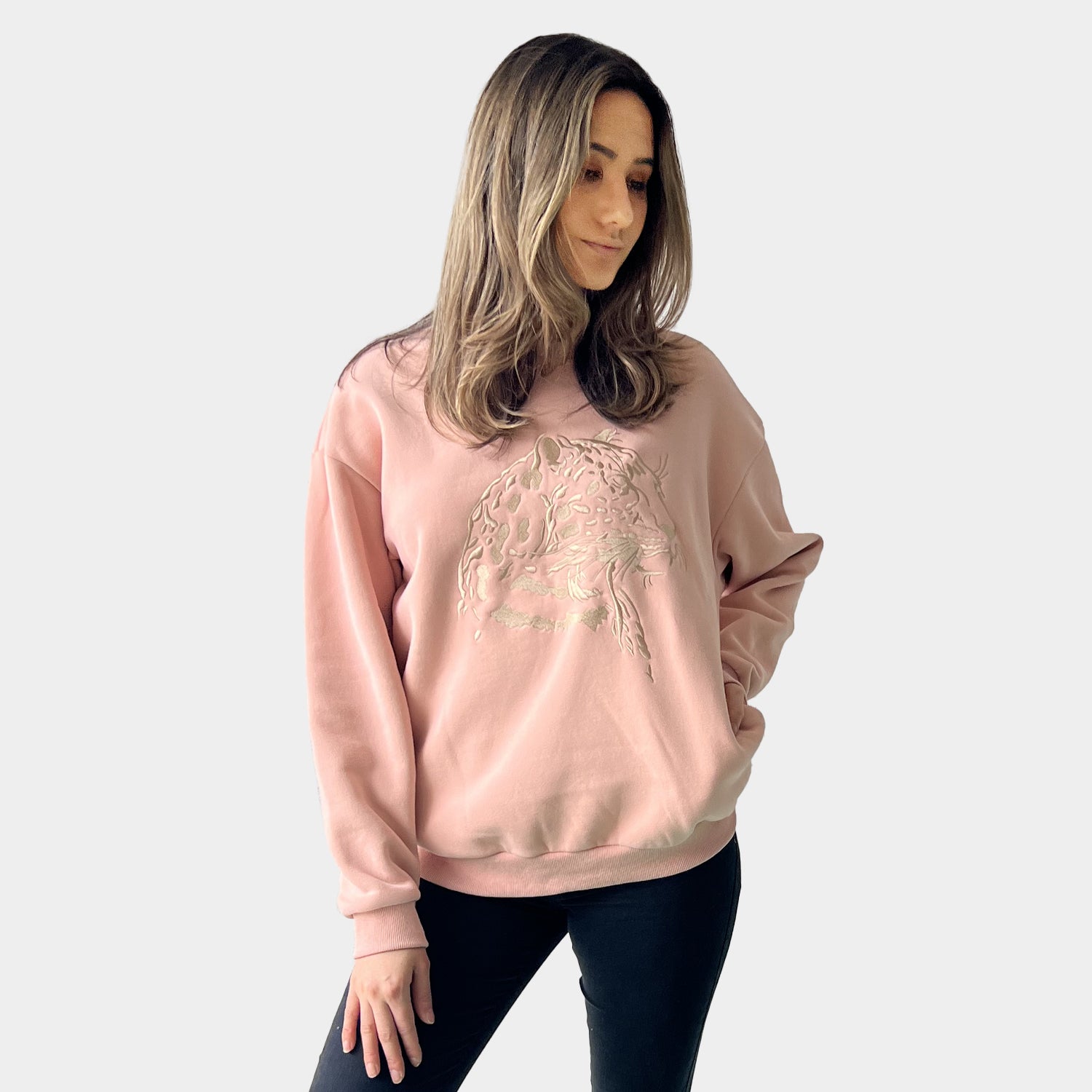 AM022132-2 PINK EMBROIDERY SWEATSHIRT (SALE)