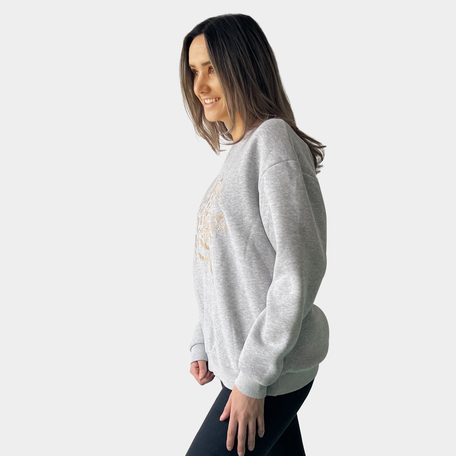 AM022132-2 GREY EMBROIDERY SWEATSHIRT(SALE)