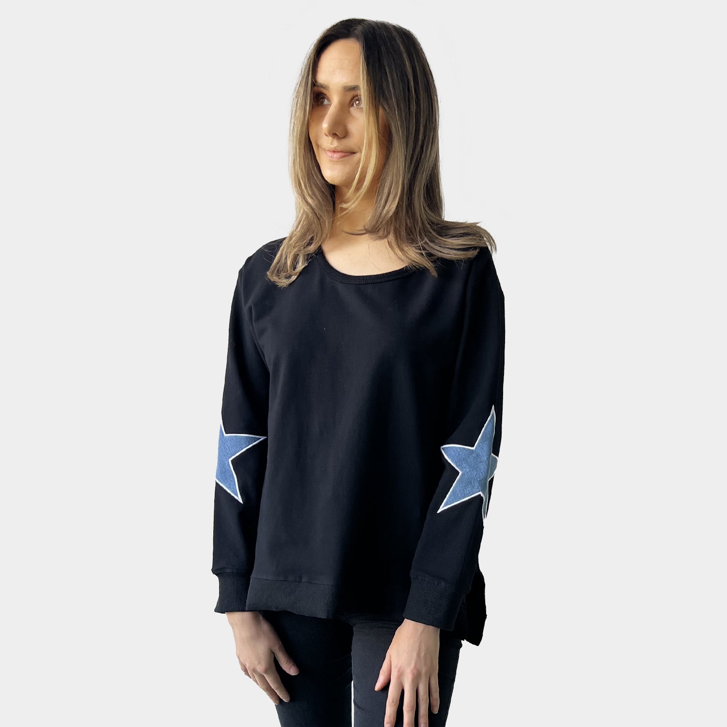 AM022115 EMBROIDERY STARS SWEATSHIRT