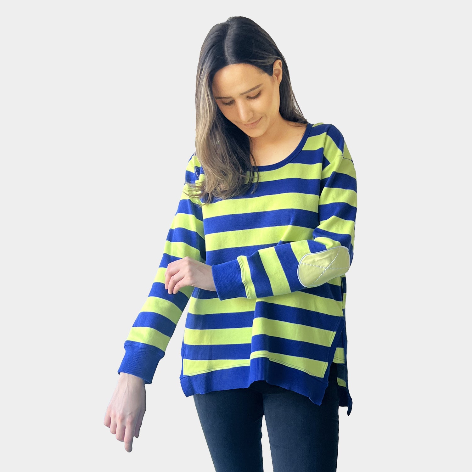 AM022115-2 LIME STRIPE SWEATSHIRT