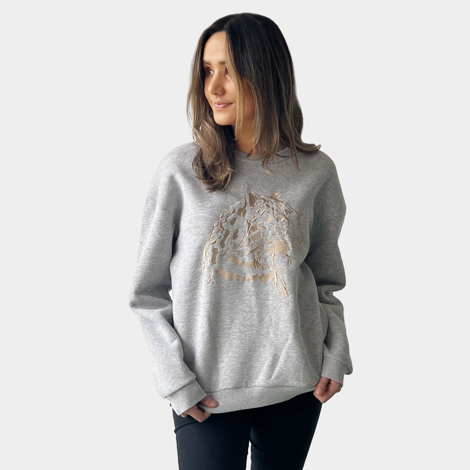 AM022132-2 GREY EMBROIDERY SWEATSHIRT(SALE)
