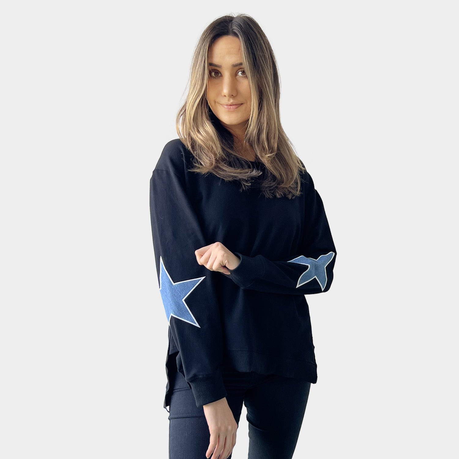 AM022115 EMBROIDERY STARS SWEATSHIRT