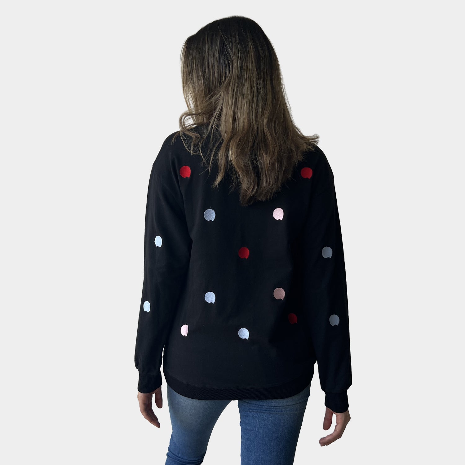 AM01258-4 EMBROIDERY DOTS SWEATSHIRT (SALE)