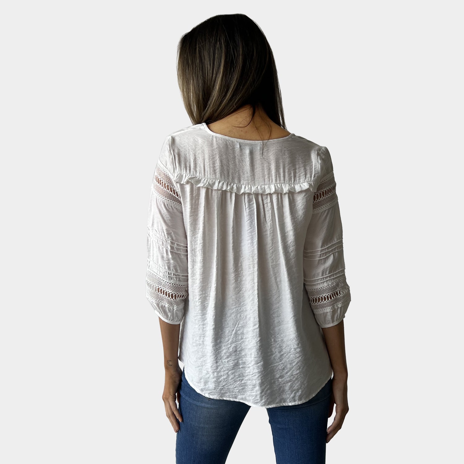 AM02398 LACE TRIM SLEEVE TOP