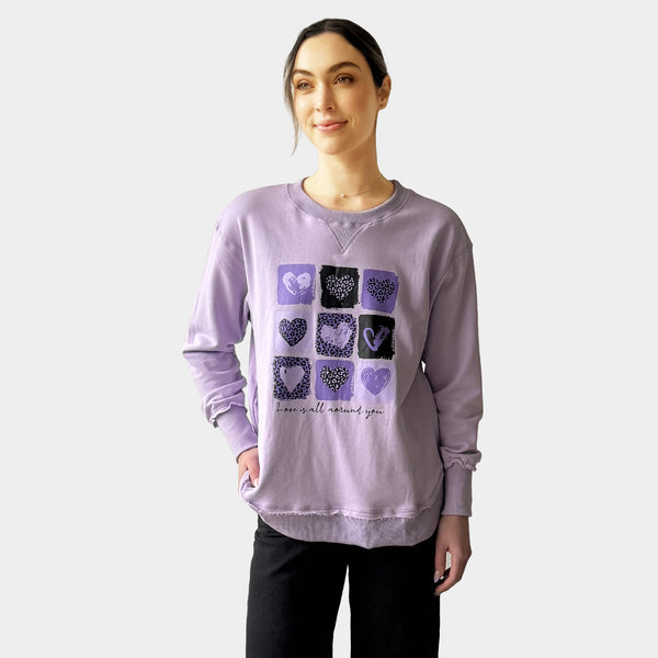 AM24026  MULTI PRINT SIDE POCKET SWEATSHIRT